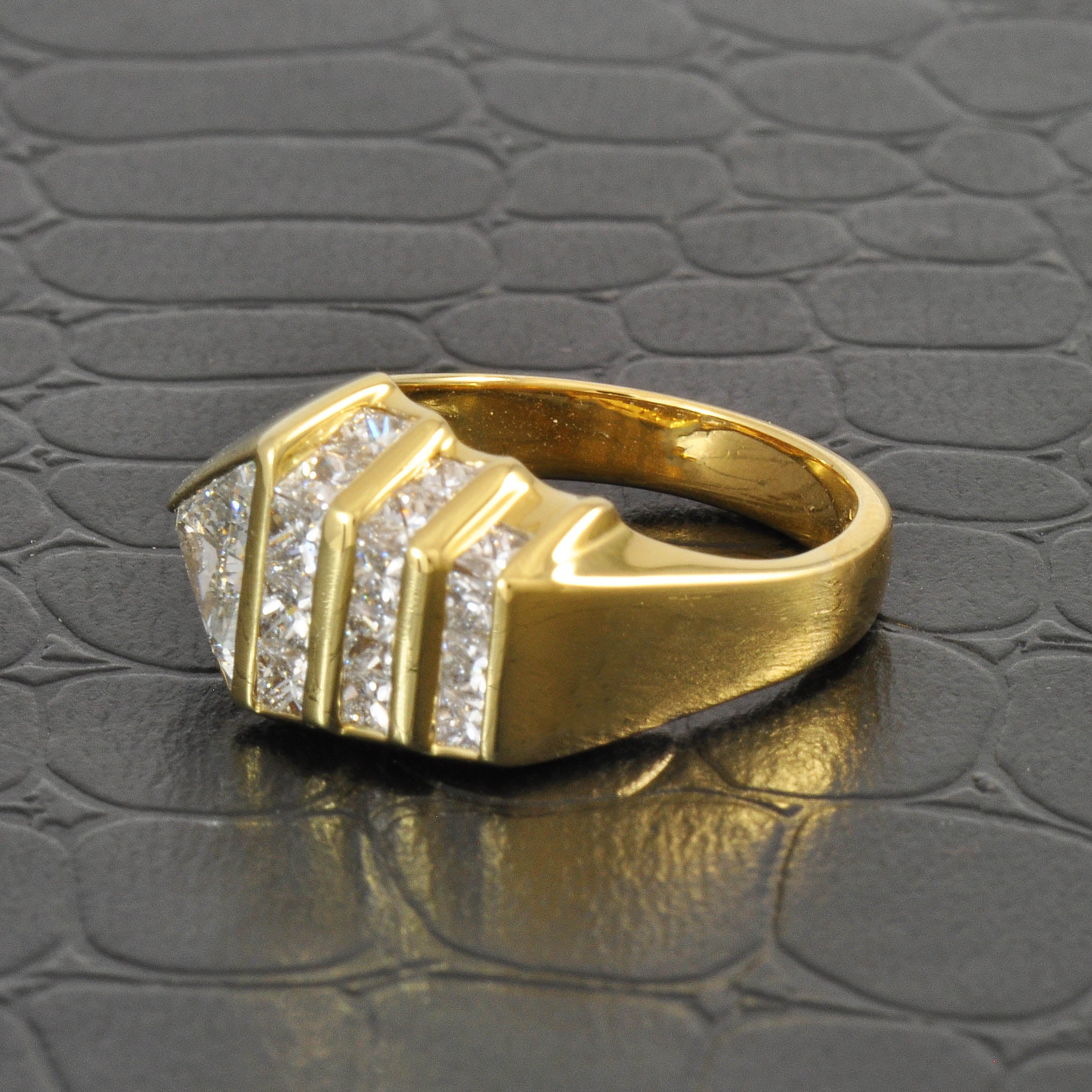 Contemporary Channel Set Diamond Ring in 18K Yellow Gold