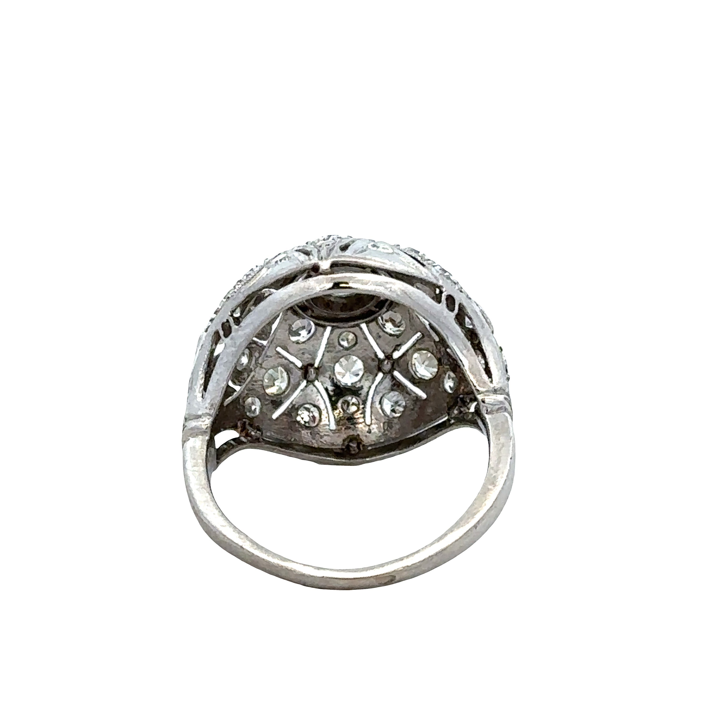 Antique Art Deco Platinum Domed Diamond Cocktail Ring – Size 7.5