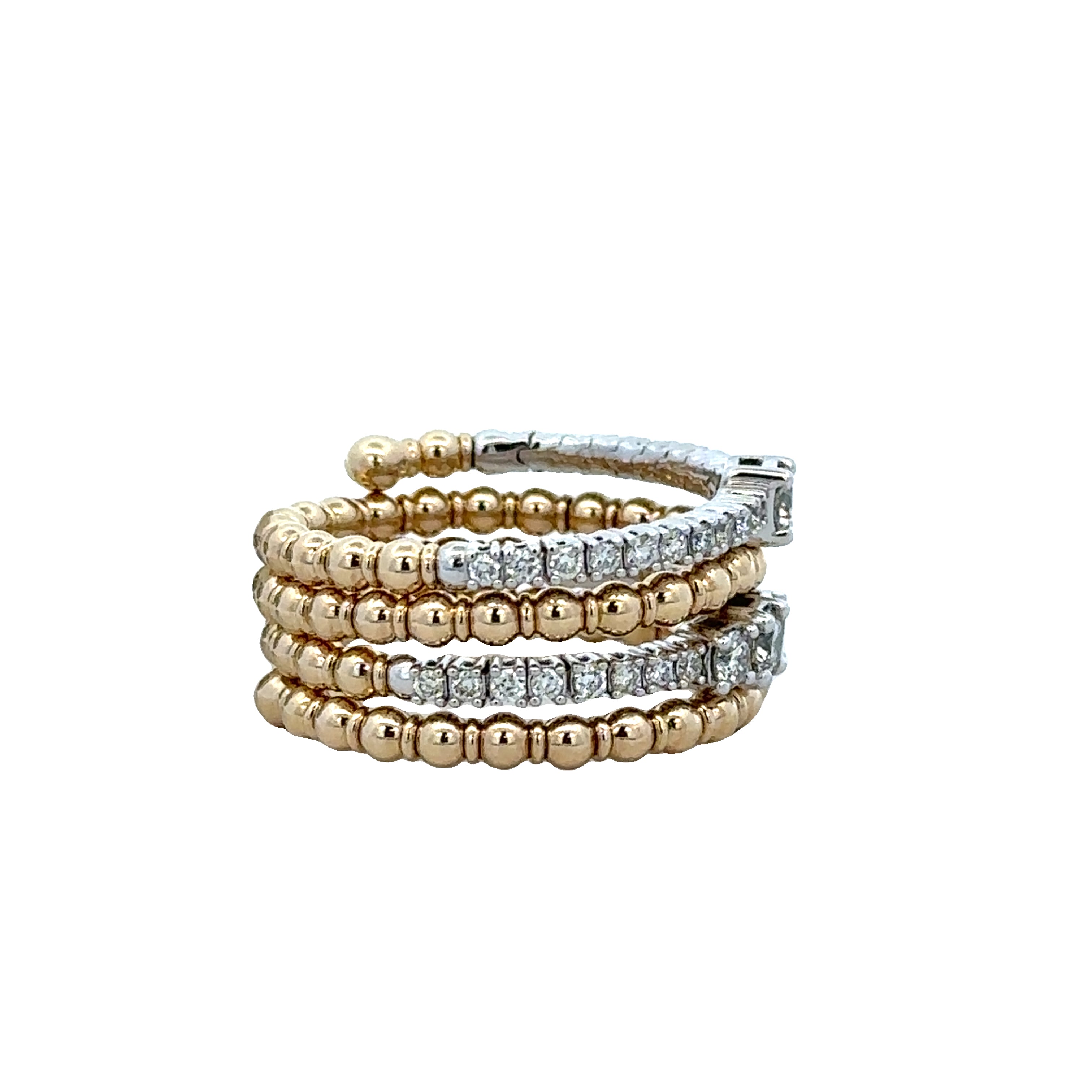 Flexible Multiband Diamond Ring in Two Tone Gold
