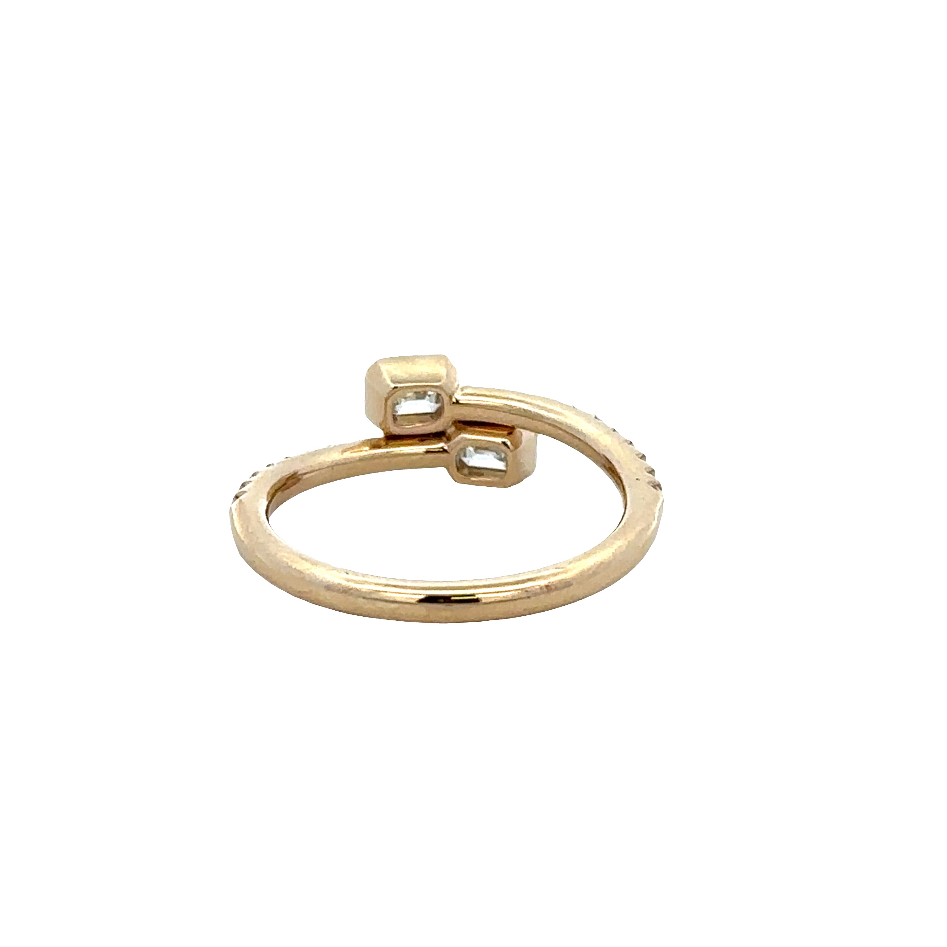 14K Yellow Gold Bypass Diamond Ring with Baguette & Round Brilliant Cut Accents – 0.59 CTW, Size 6.75