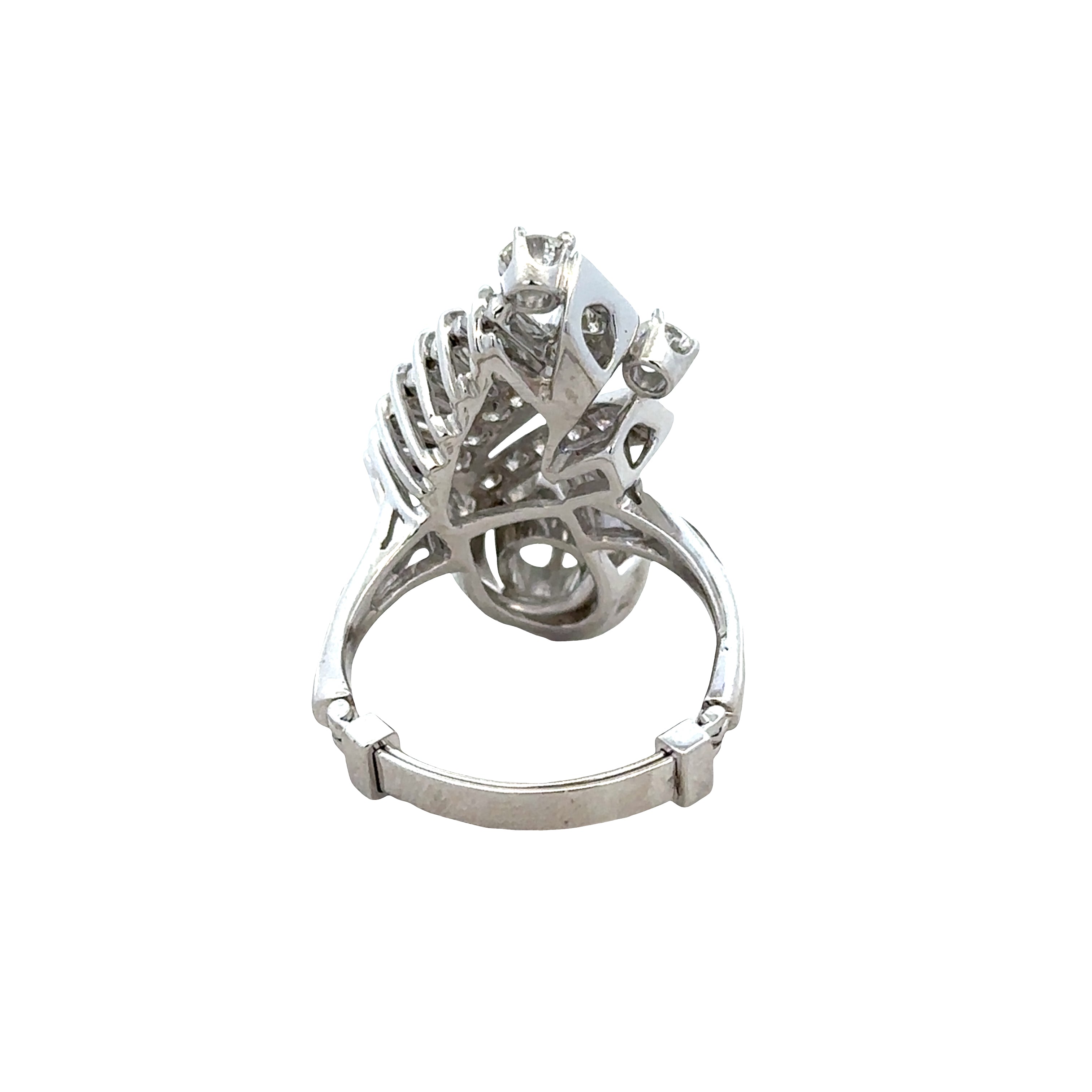 14k White Gold Diamond Spray Ring – Size 6