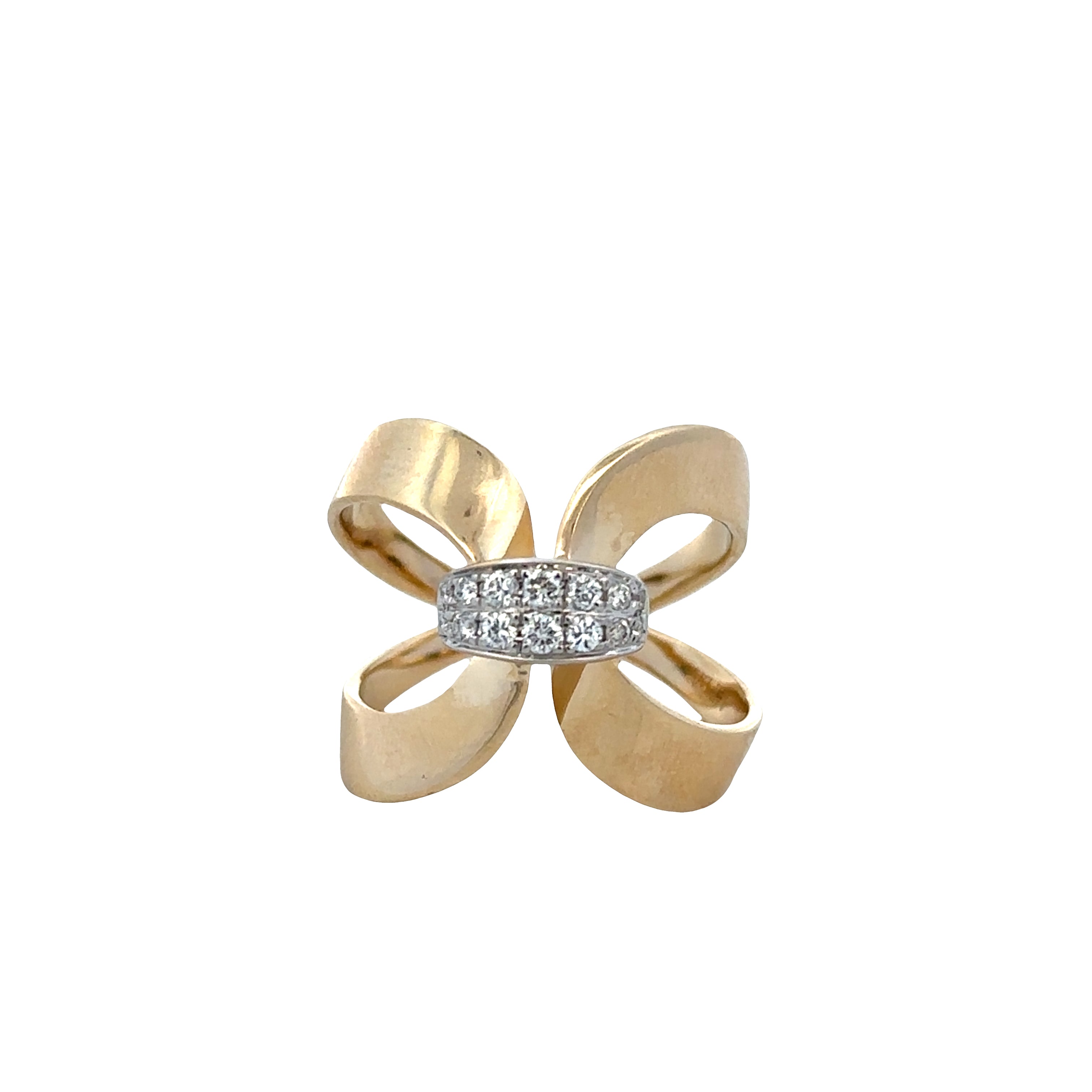 14k Yellow Gold Openwork Ring with Round Brilliant Cut Diamonds – 0.18 Carats