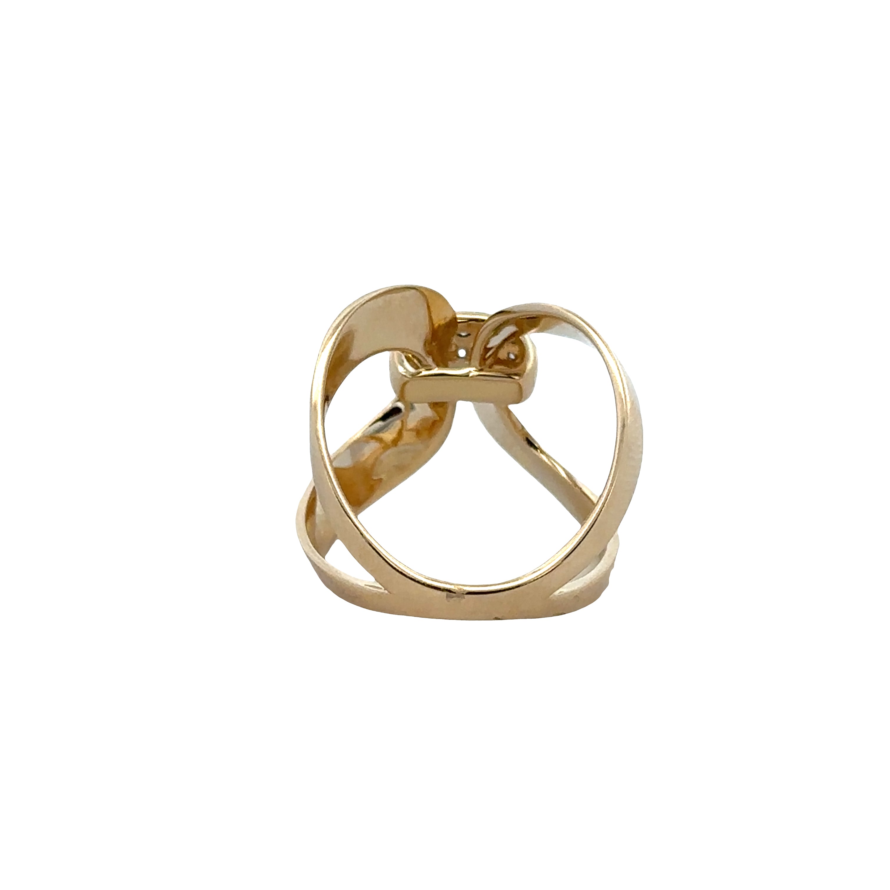 14k Yellow Gold Openwork Ring with Round Brilliant Cut Diamonds – 0.18 Carats
