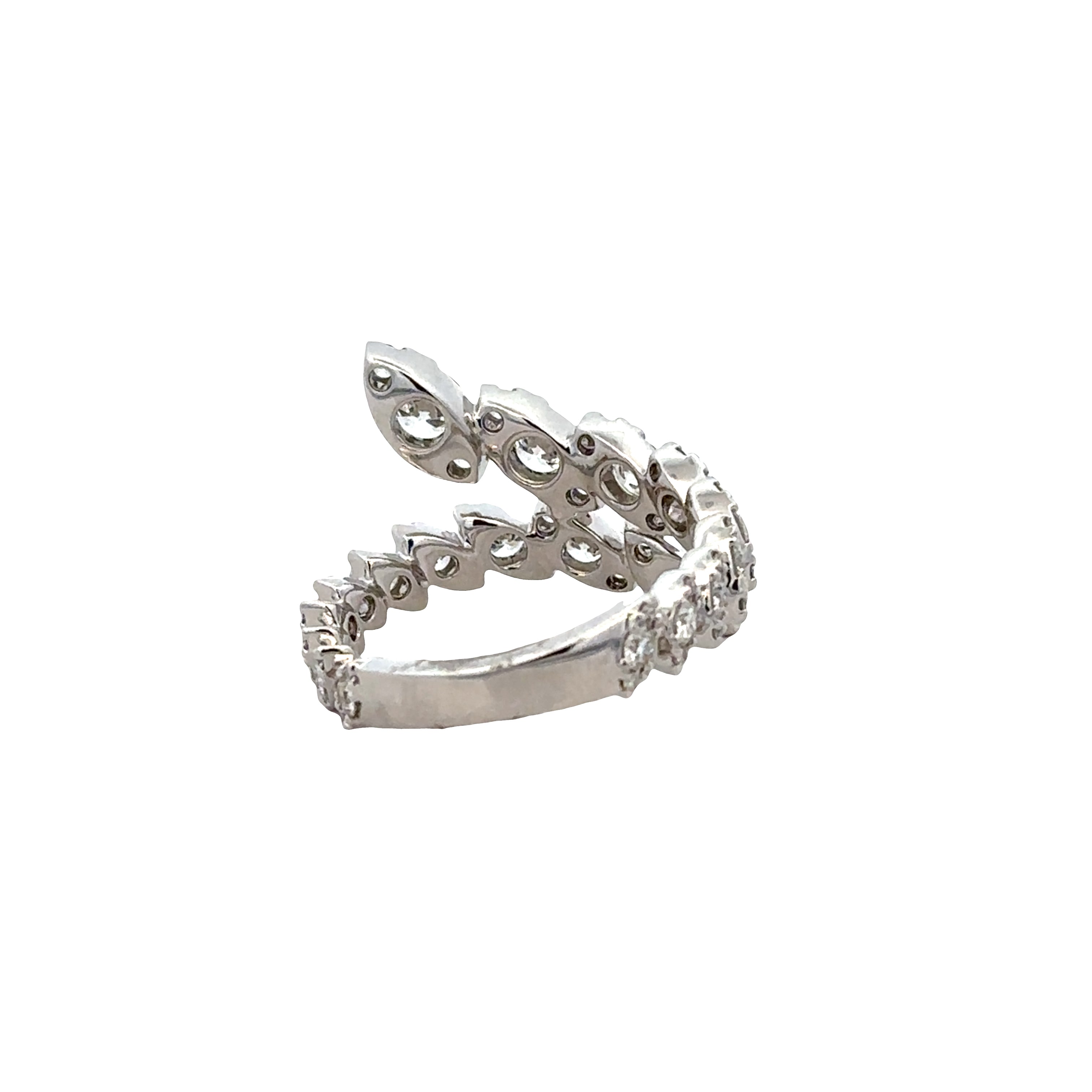 18k White Gold Diamond Bypass Ring – Size 6.5
