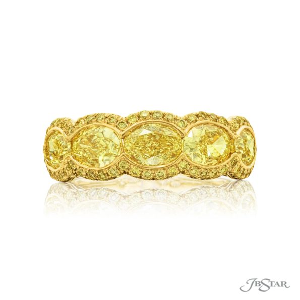 18k Yellow Gold Fancy Yellow Diamond Band Ring – Size 6.25