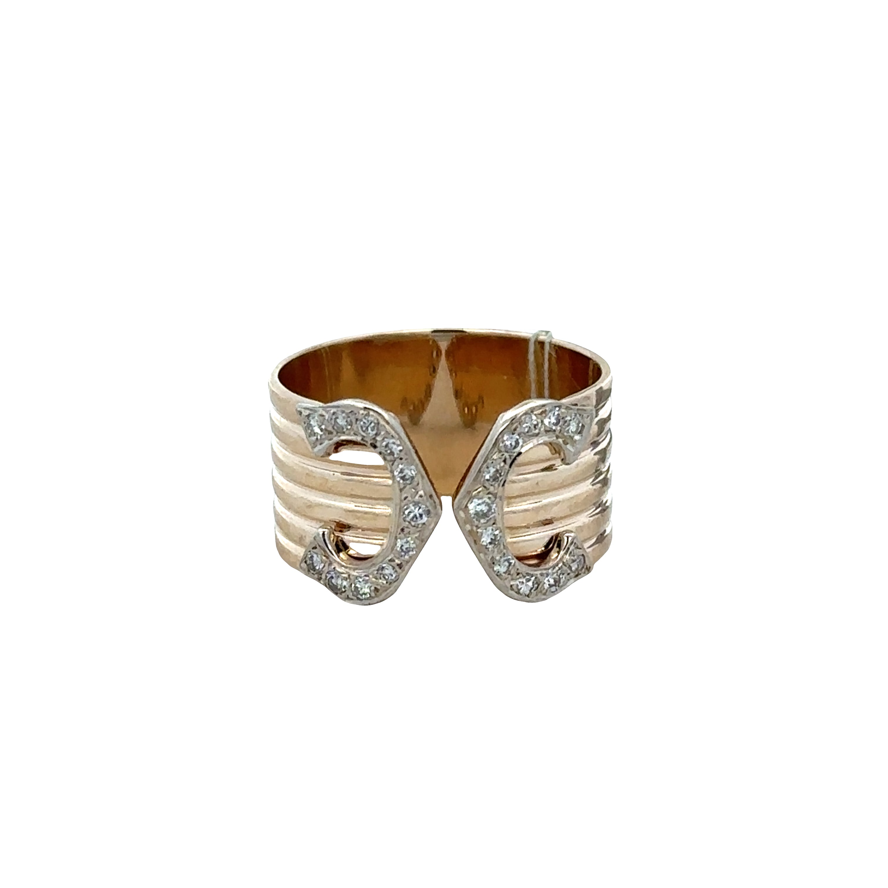 14k Yellow Gold Diamond Buckle Ring – Size 7