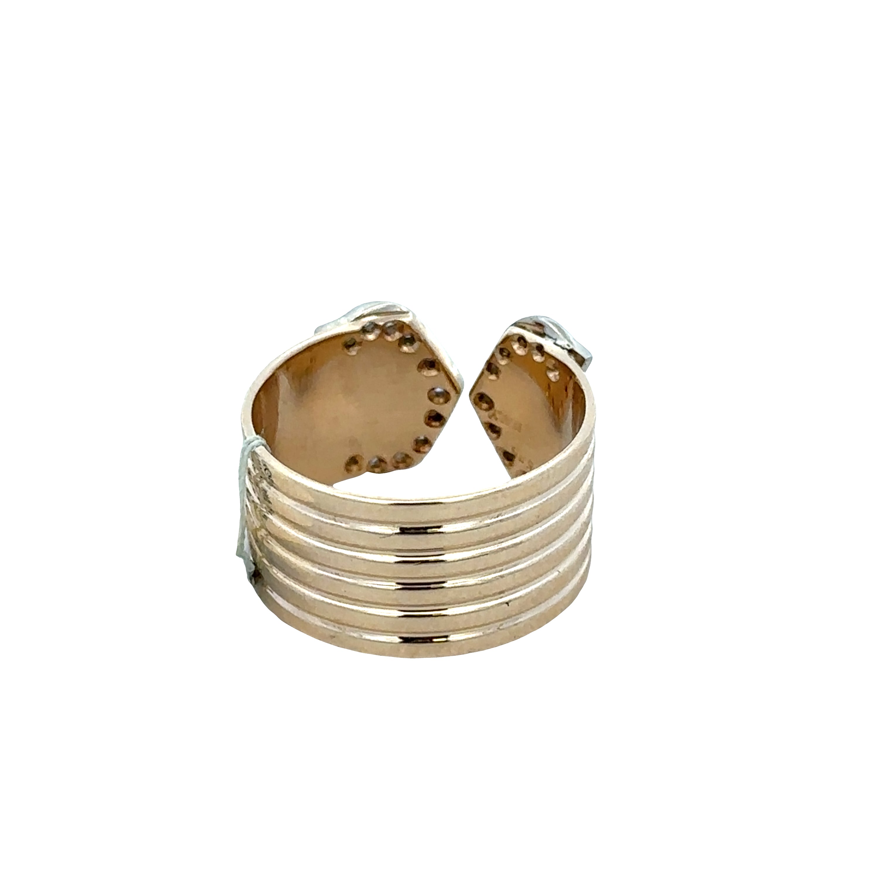 14k Yellow Gold Diamond Buckle Ring – Size 7