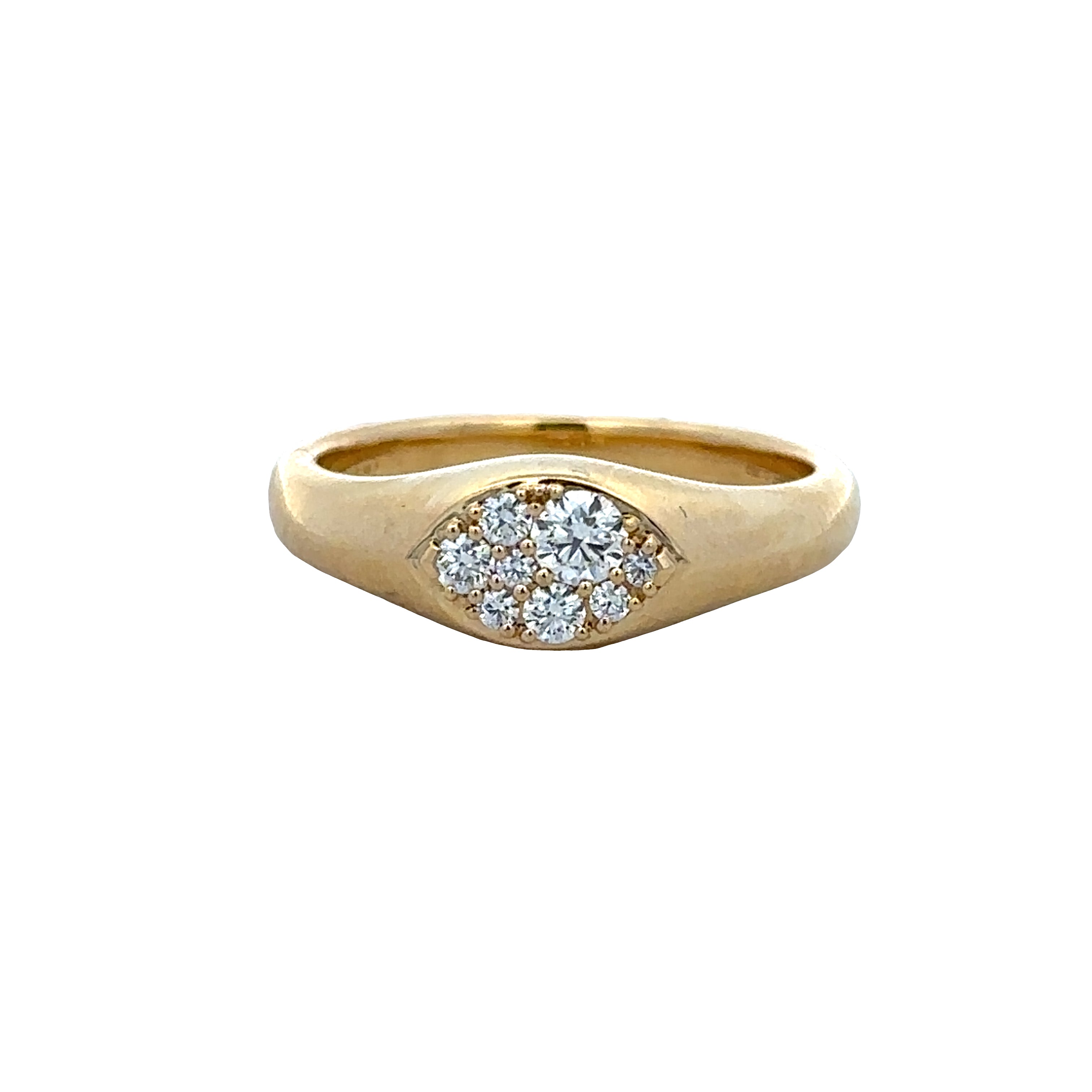 18k Yellow Gold Diamond Navette Ring – Size 6.5