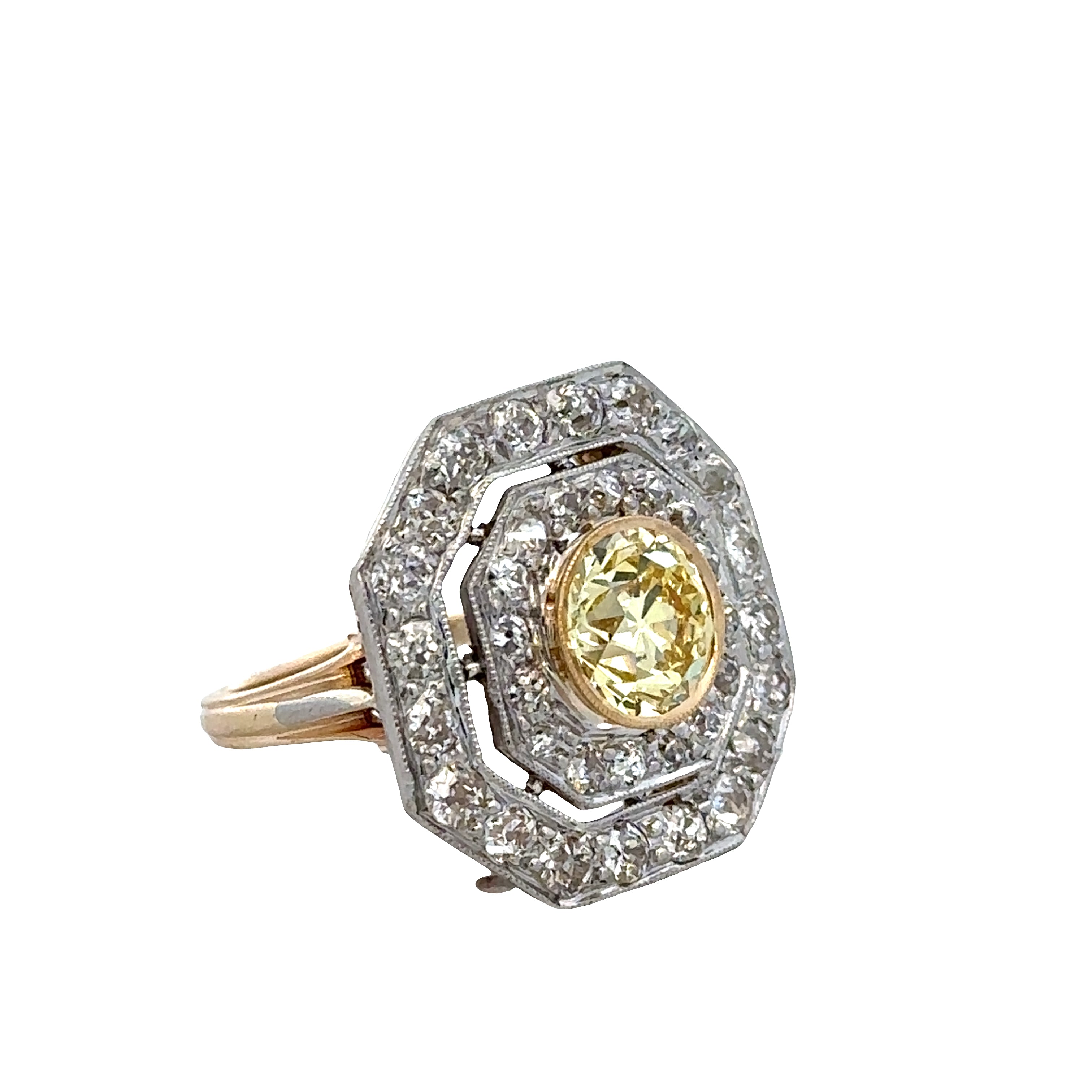 Stunning Antique Edwardian Platinum & 14k Yellow Gold Diamond Ring – Size 5.25