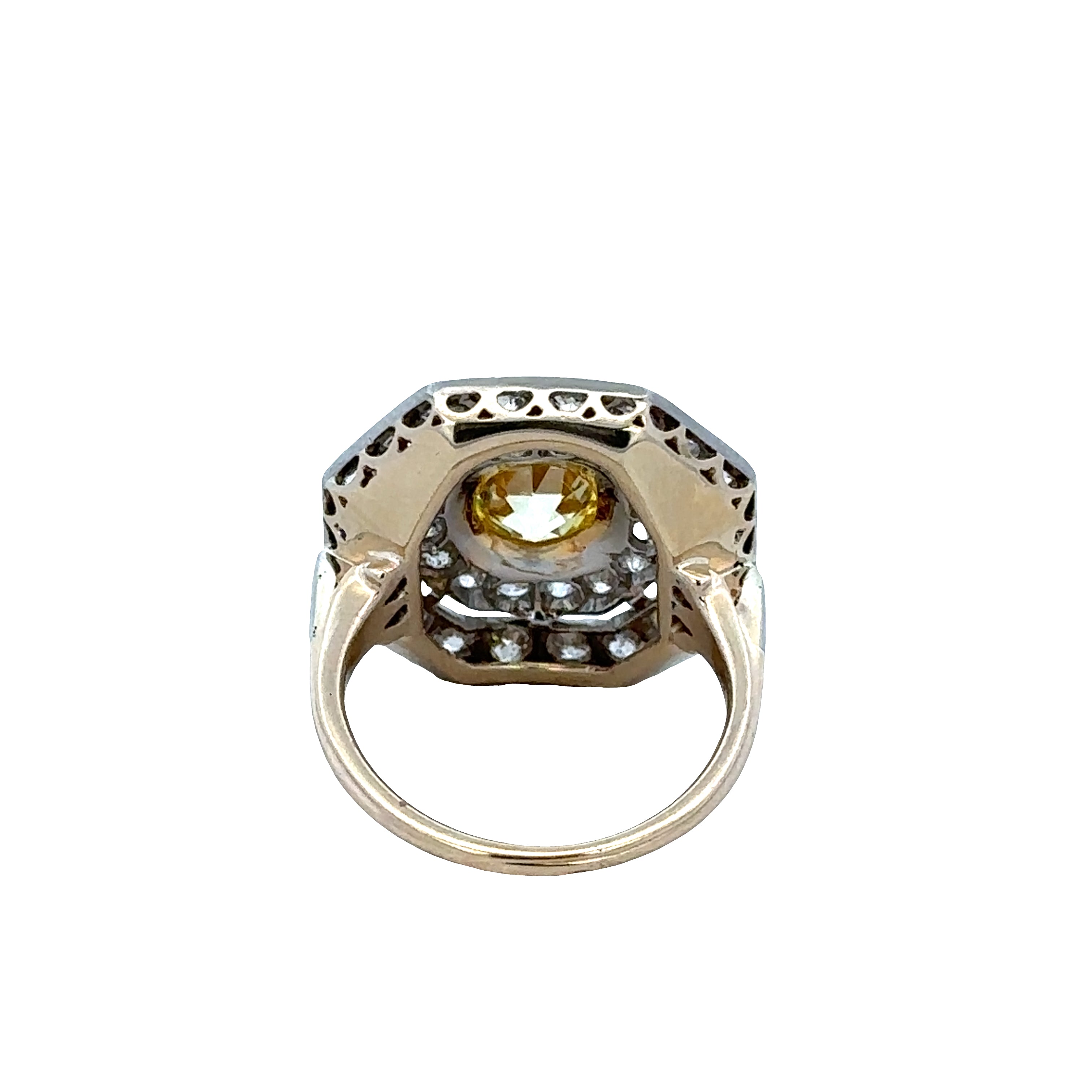 Stunning Antique Edwardian Platinum & 14k Yellow Gold Diamond Ring – Size 5.25
