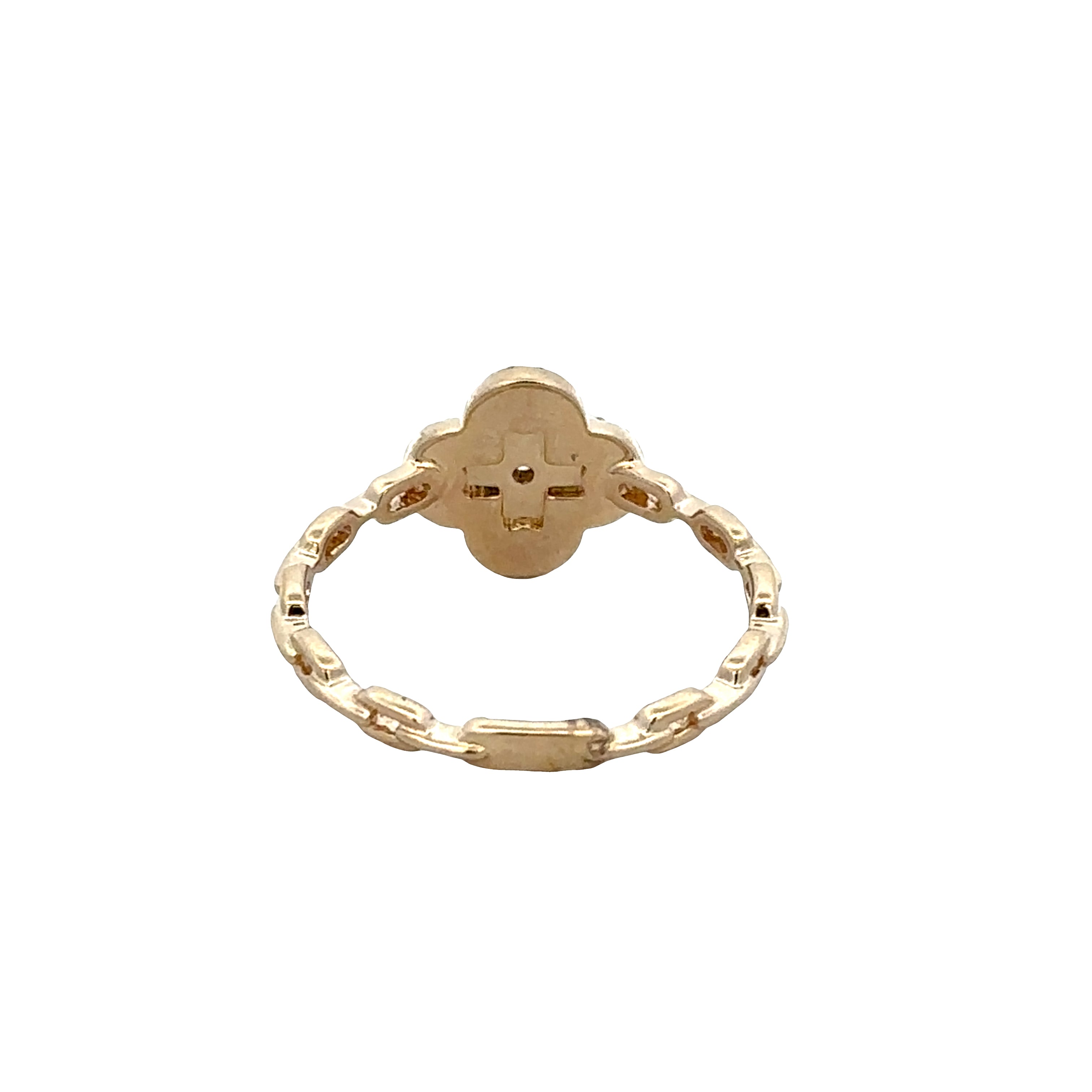 14k Yellow Gold Diamond Quatrefoil Ring – Size 7