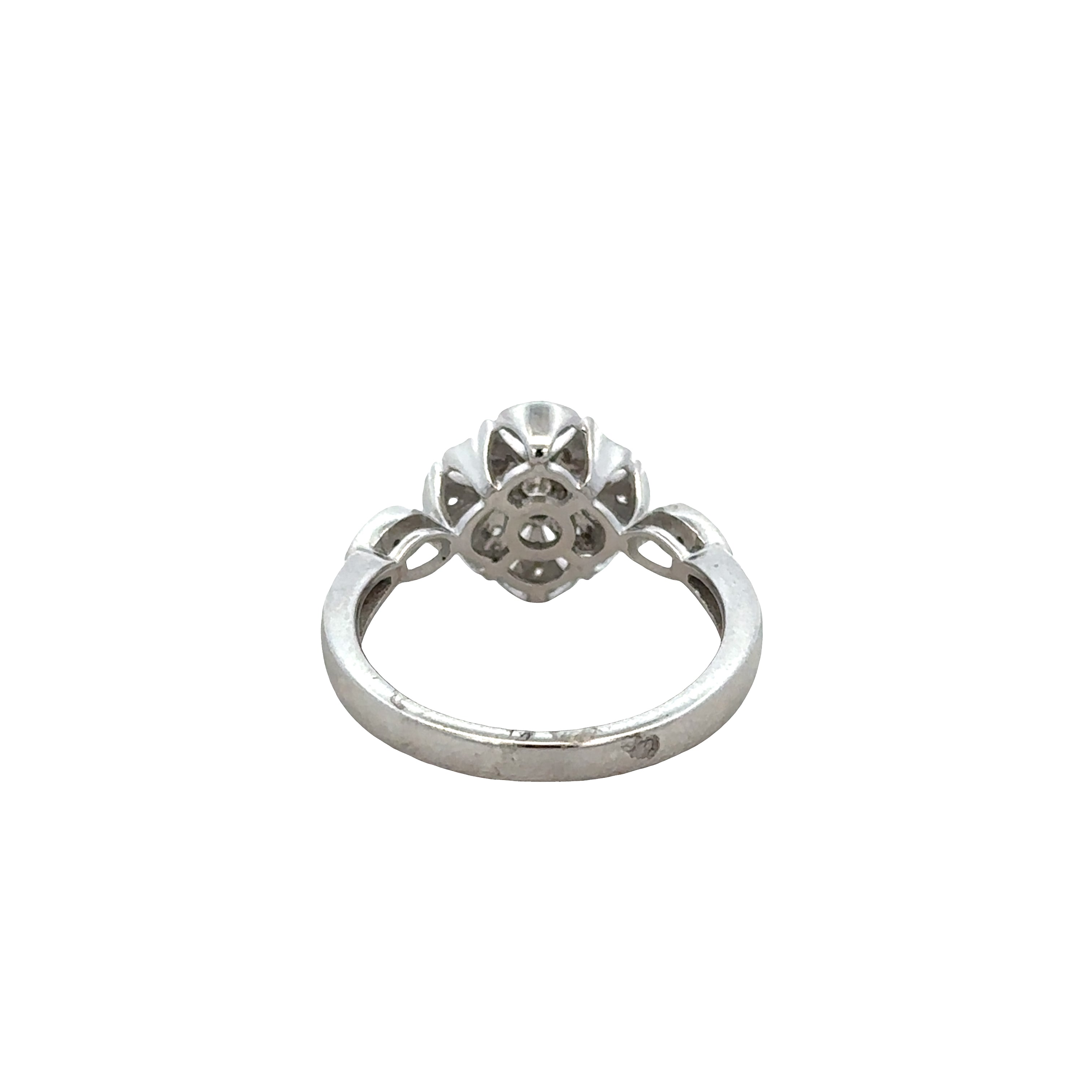 14k White Gold Diamond Openwork Floral Ring – Size 7