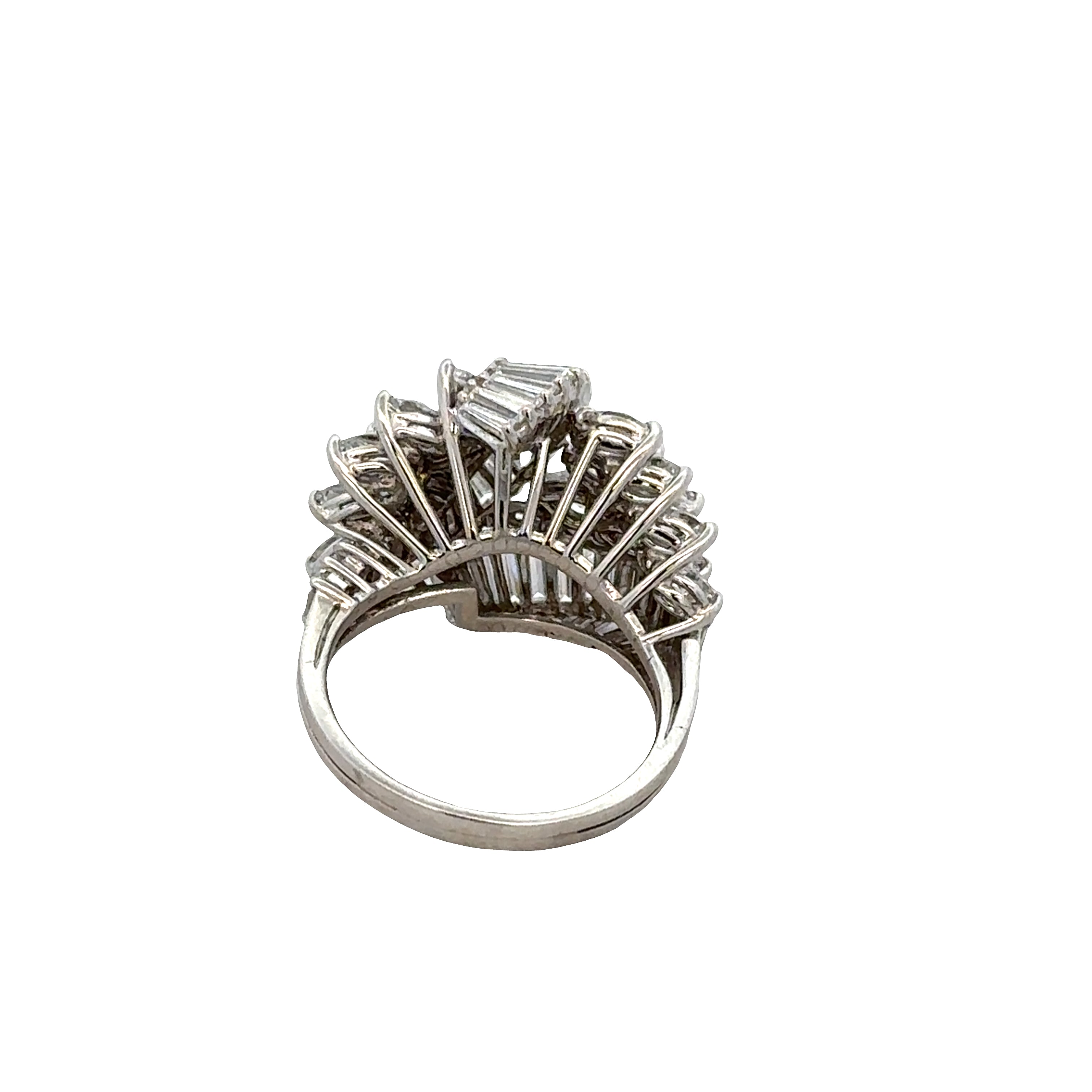 Platinum Mid-Century Diamond Spray Ring – Size 6, Circa 1950s