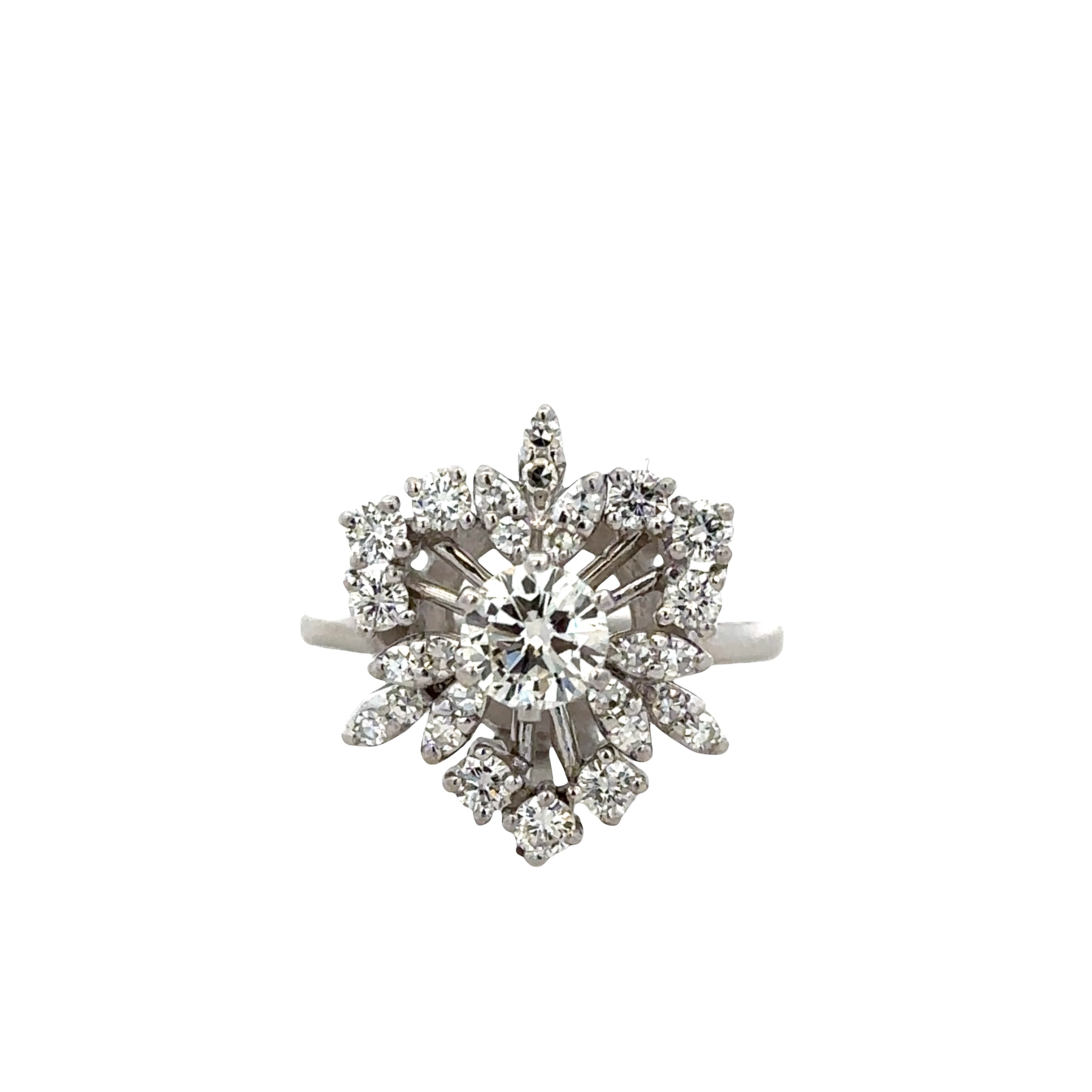 14k White Gold 0.95 Carat Diamond Heart Ring – Size 5.5