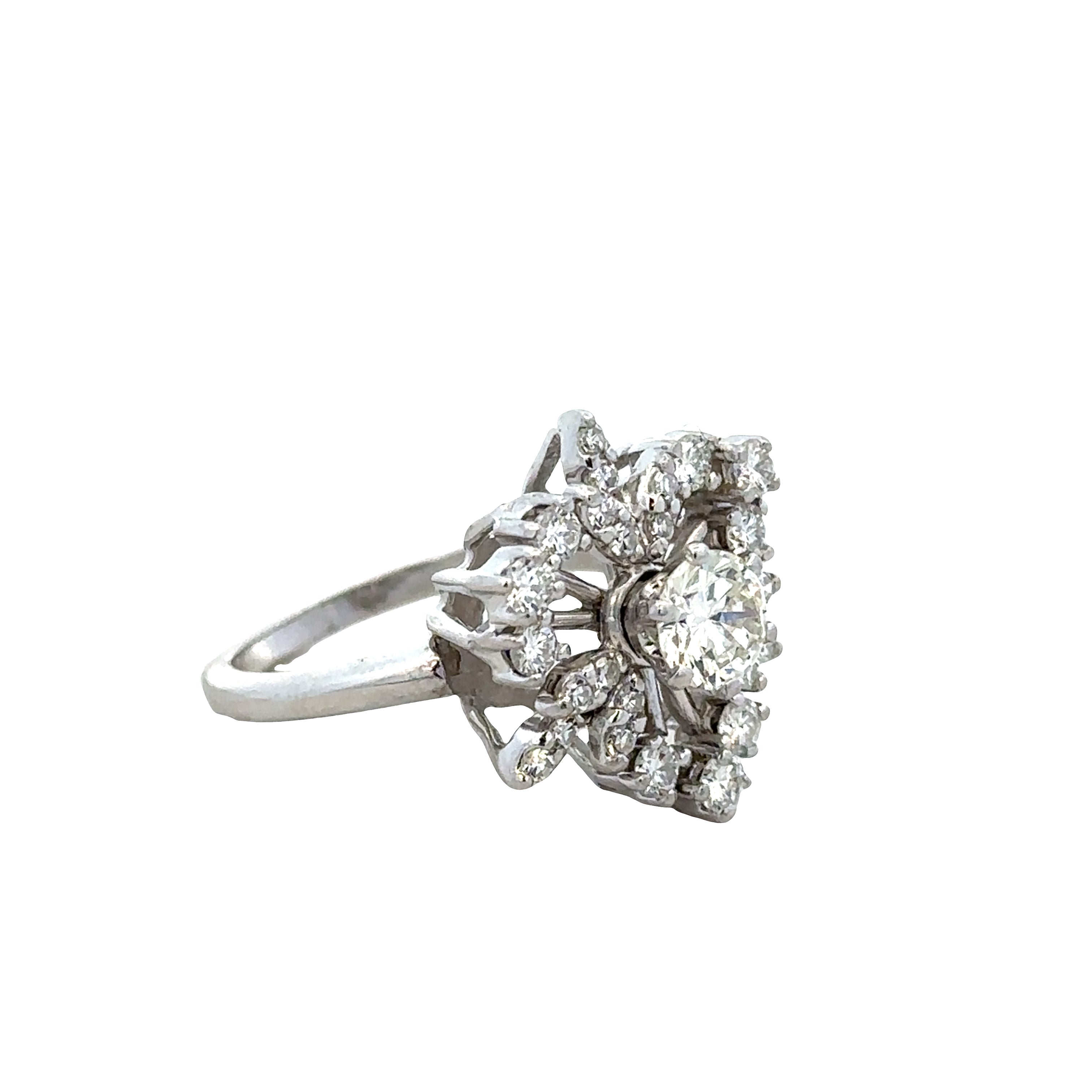 14k White Gold 0.95 Carat Diamond Heart Ring – Size 5.5