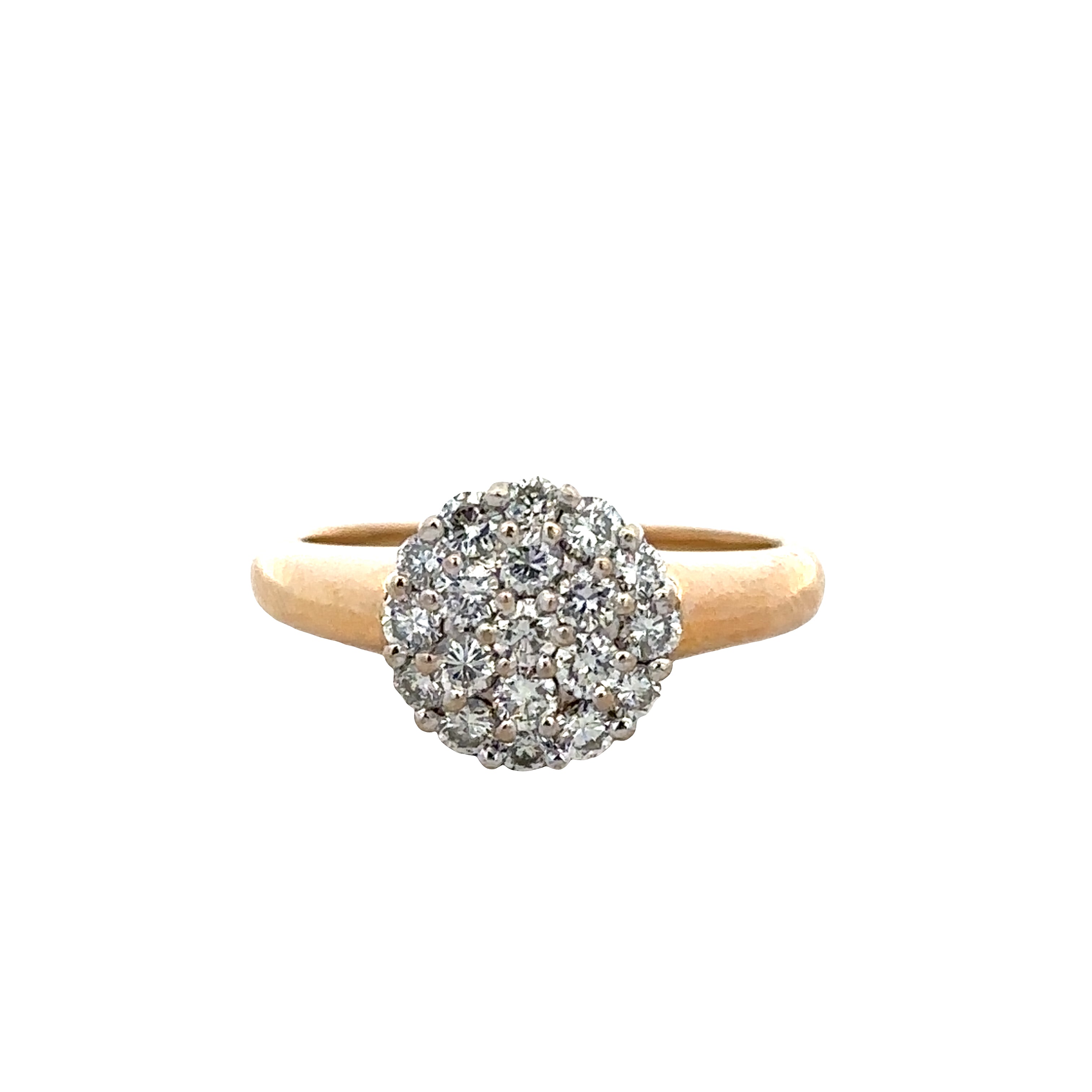 18k Yellow Gold Diamond Cluster Ring – Size 5.75