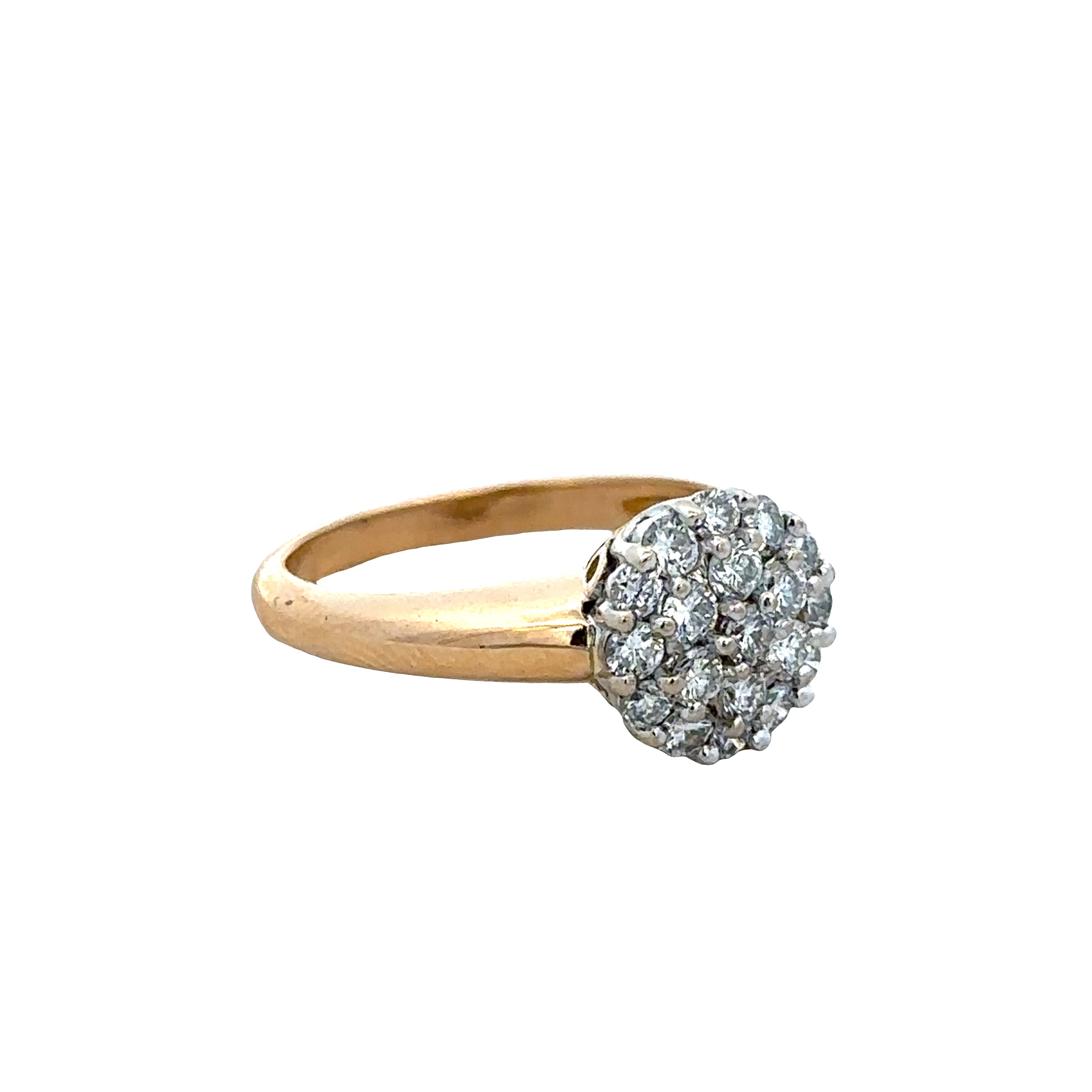 18k Yellow Gold Diamond Cluster Ring – Size 5.75