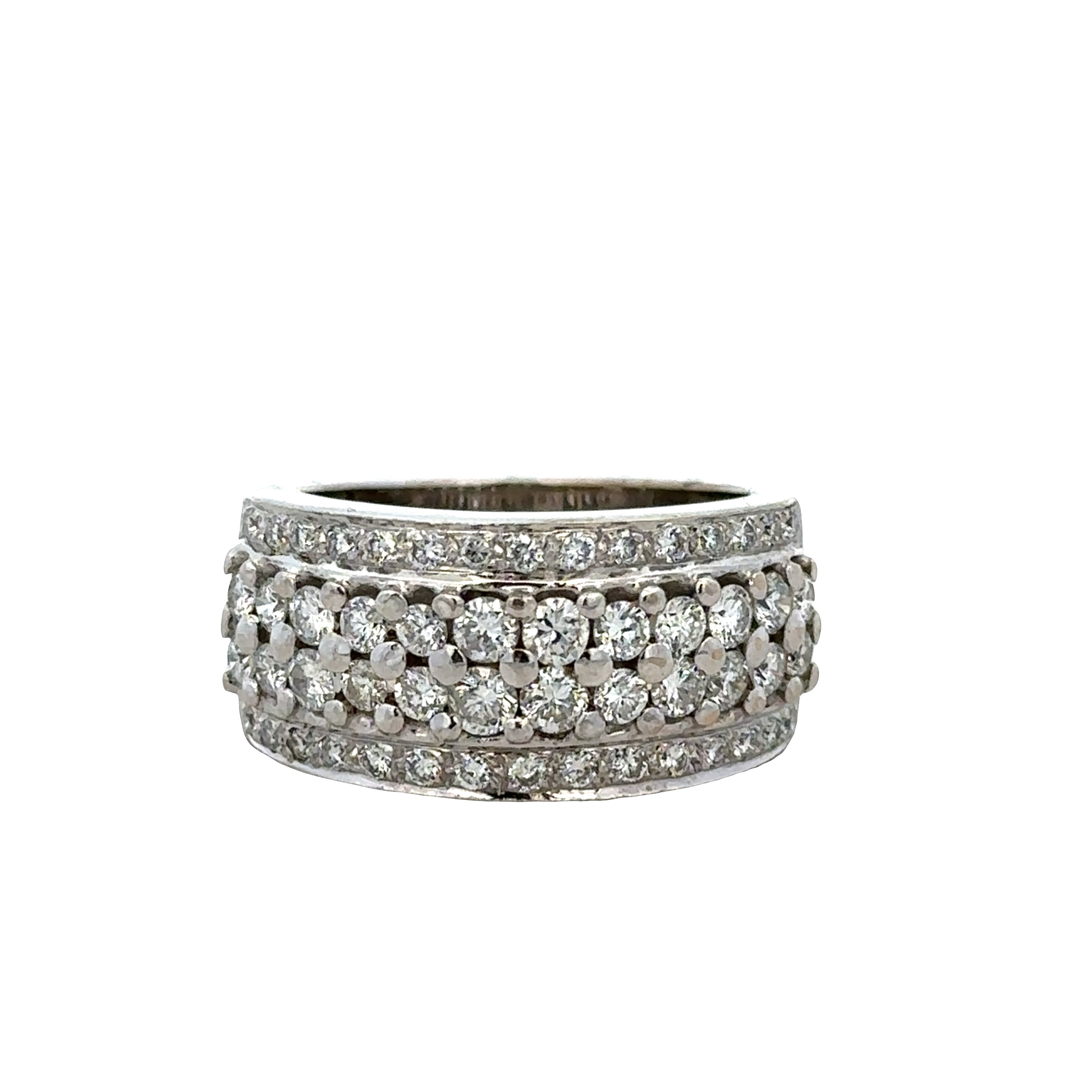 Estate LeVian 18k White Gold Diamond Band Ring – Size 6.75