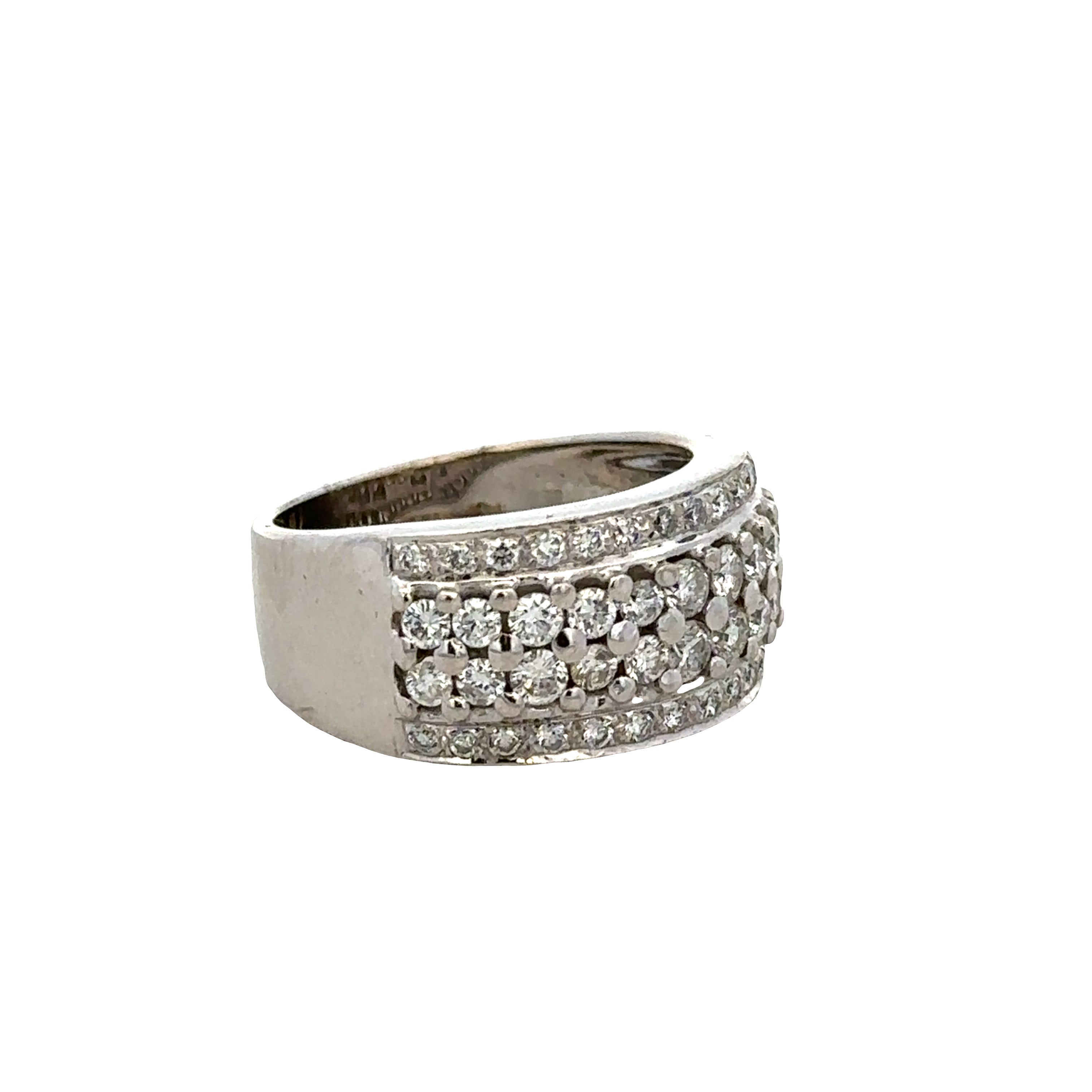 Estate LeVian 18k White Gold Diamond Band Ring – Size 6.75