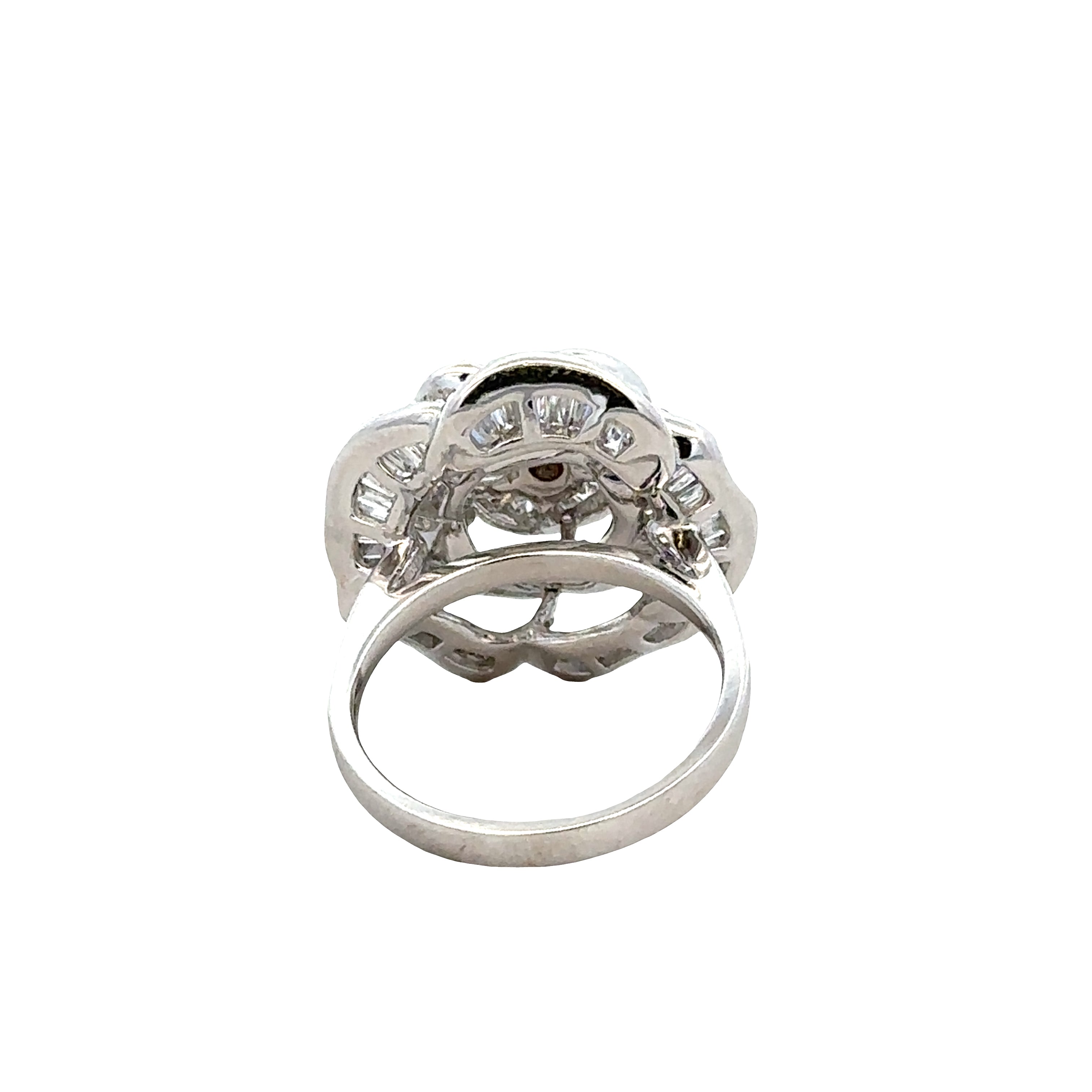 14k White Gold Diamond Floral Cocktail Ring – Size 6