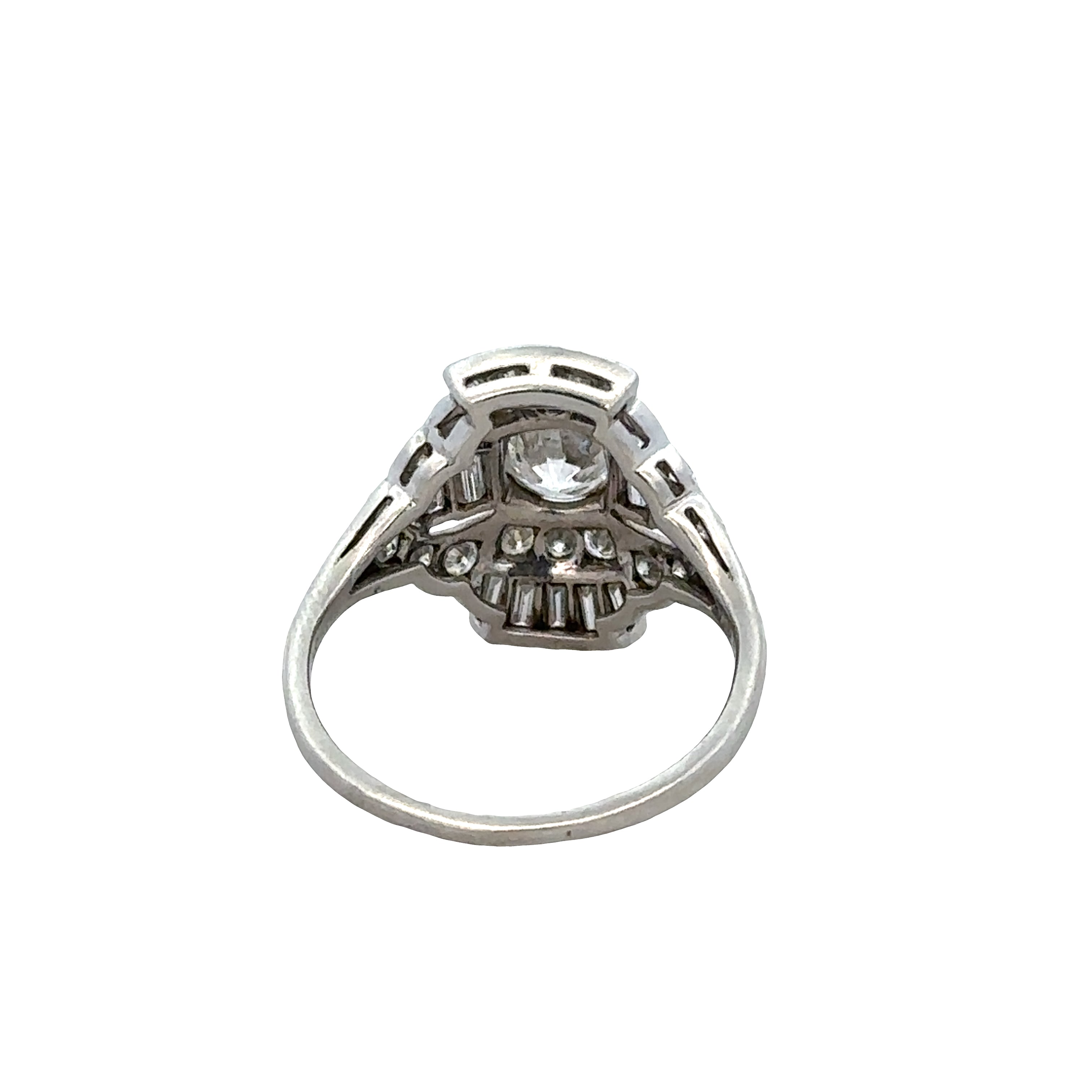 Platinum Art Deco Diamond Cocktail Ring – Size 6.75, Circa 1920s–30s