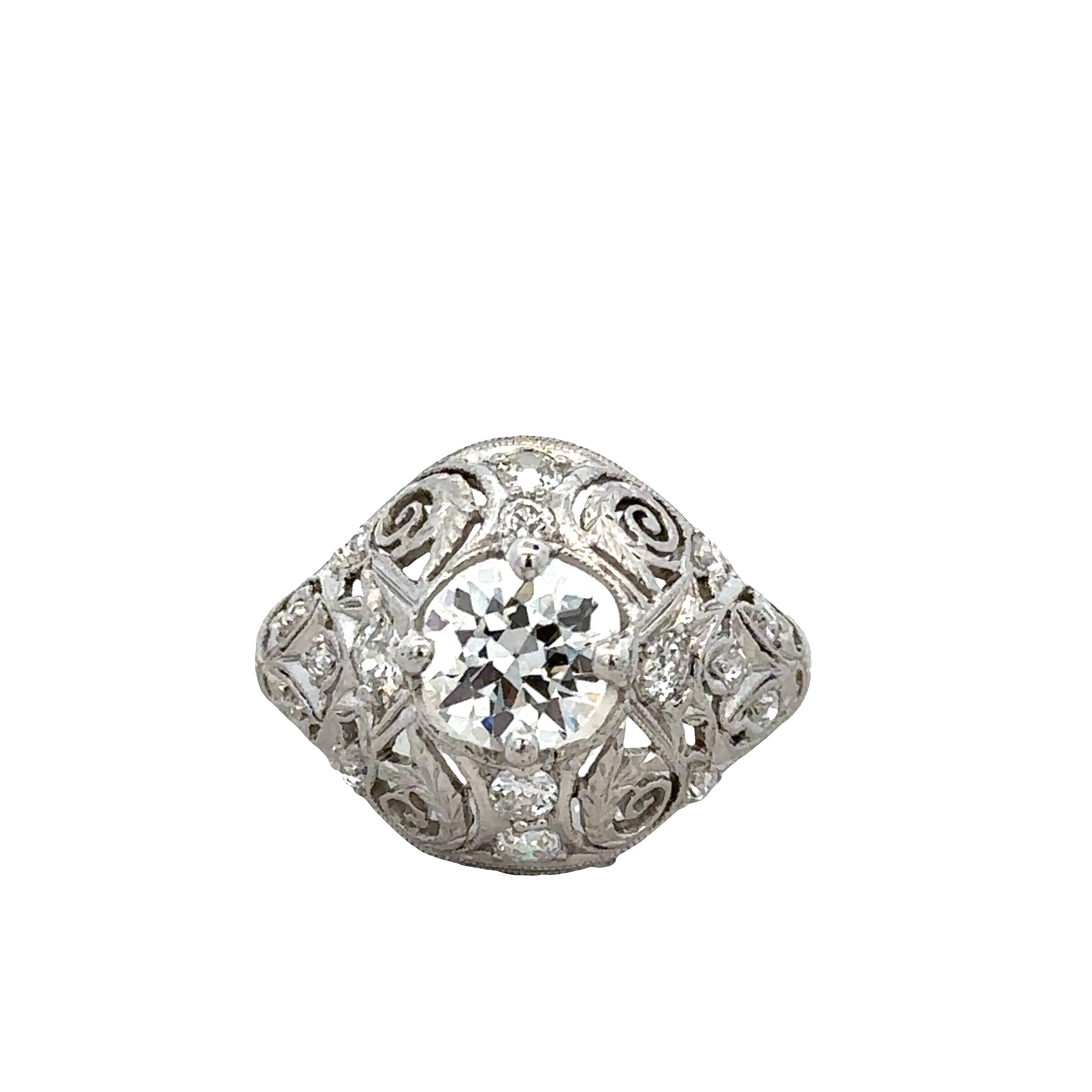 Platinum Art Deco Diamond Domed Ring – Size 5.5