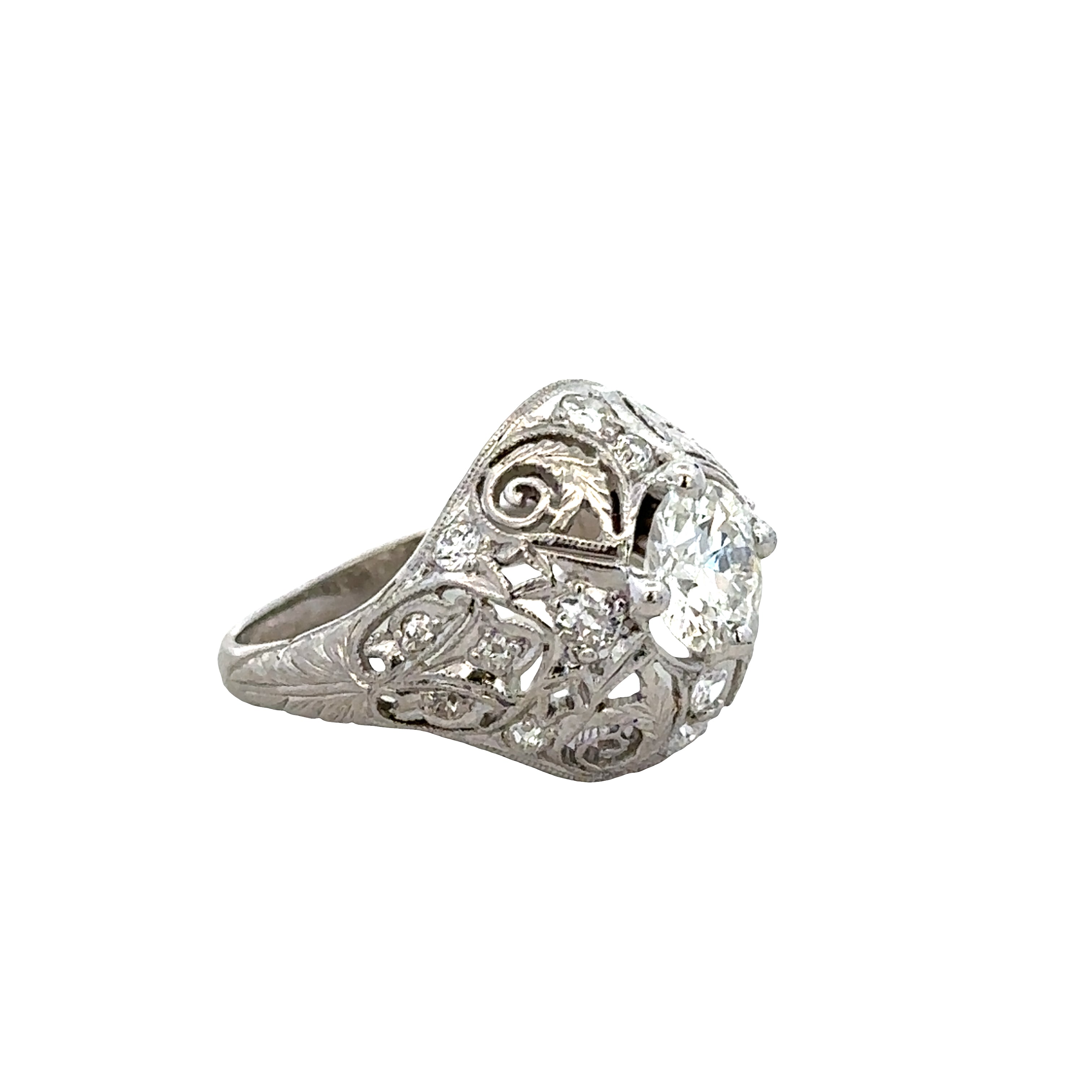 Platinum Art Deco Diamond Domed Ring – Size 5.5