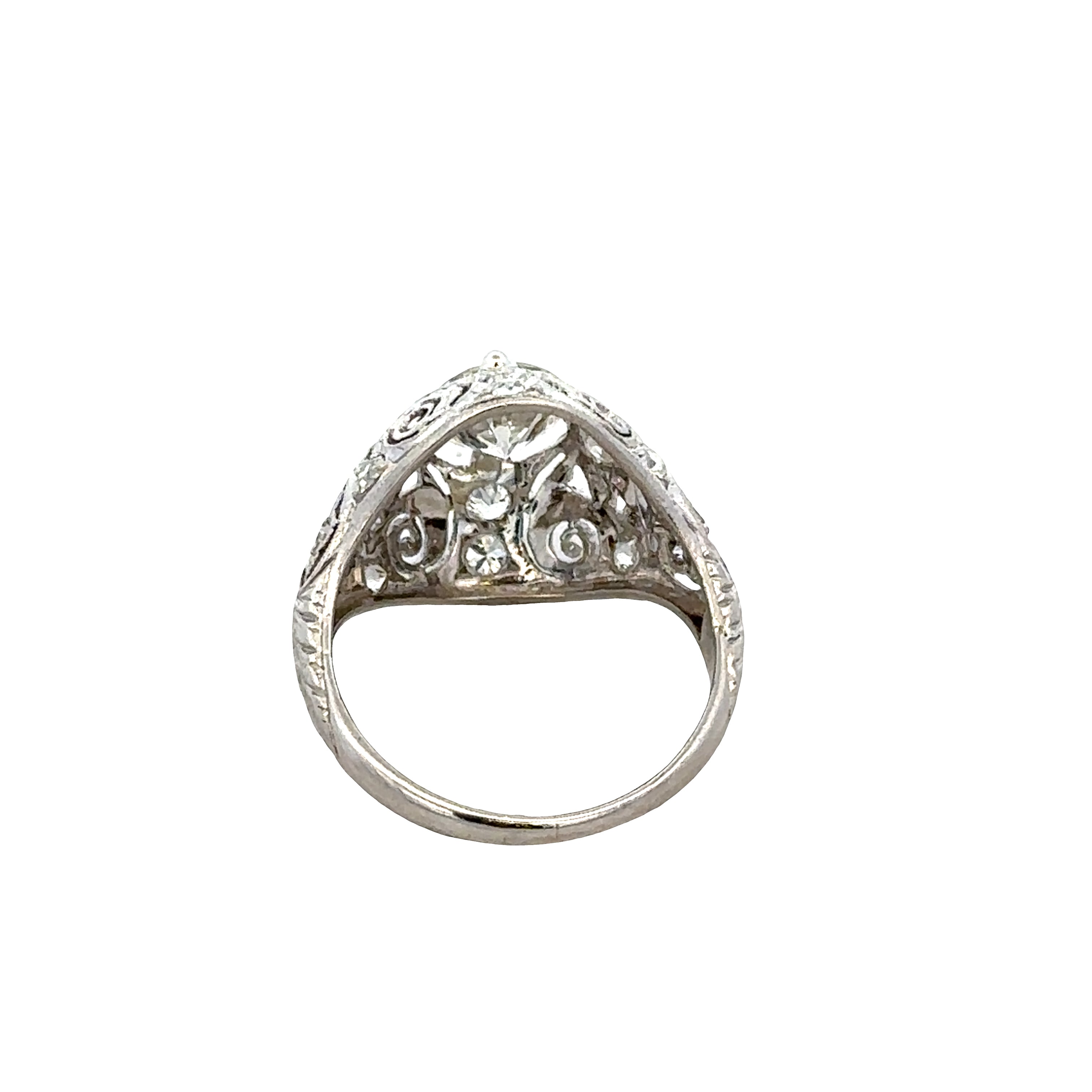 Platinum Art Deco Diamond Domed Ring – Size 5.5