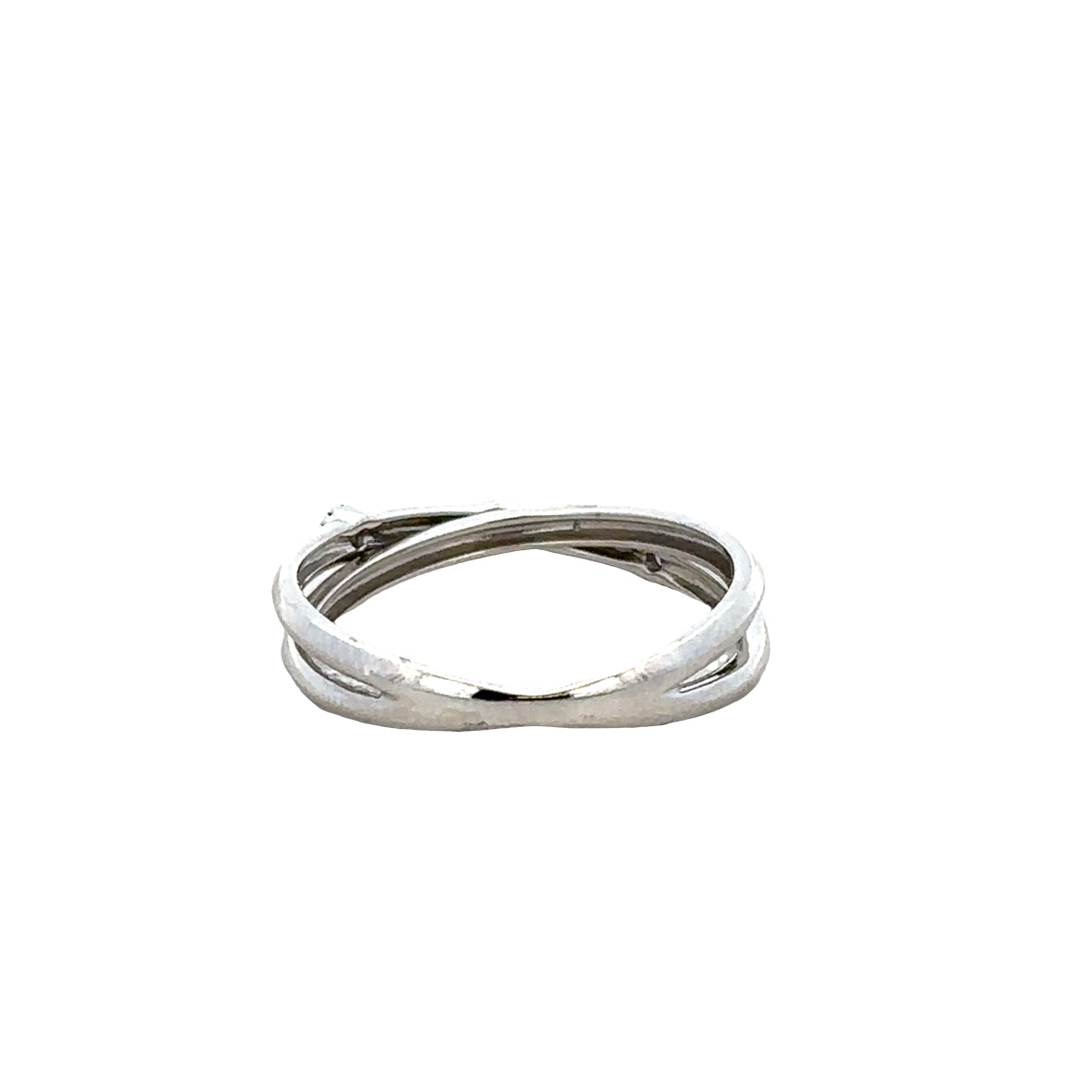 14k White Gold Diamond Crossover Band Ring – Size 7.25