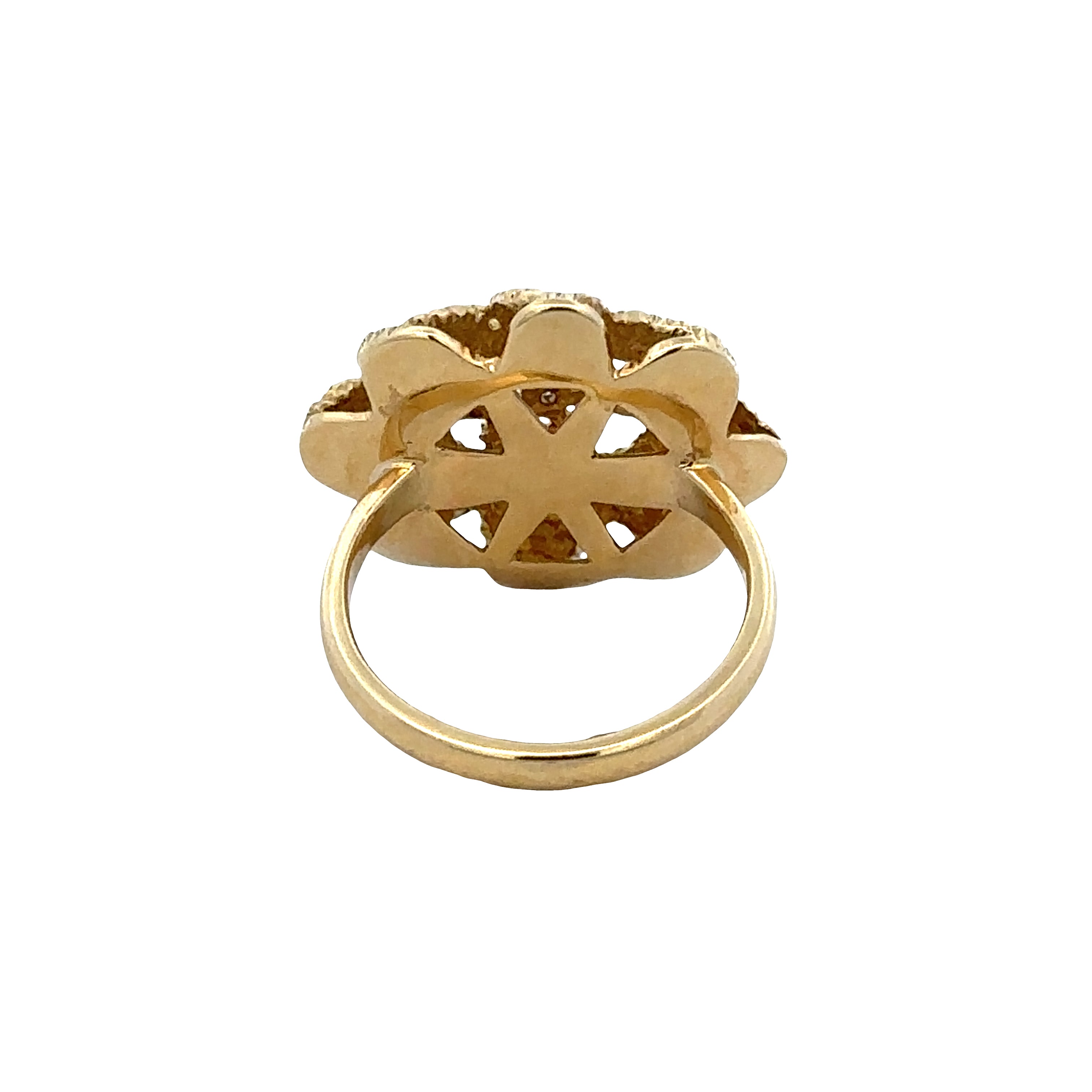 Vintage 18k Yellow Gold Diamond Flower Ring – Size 5.5