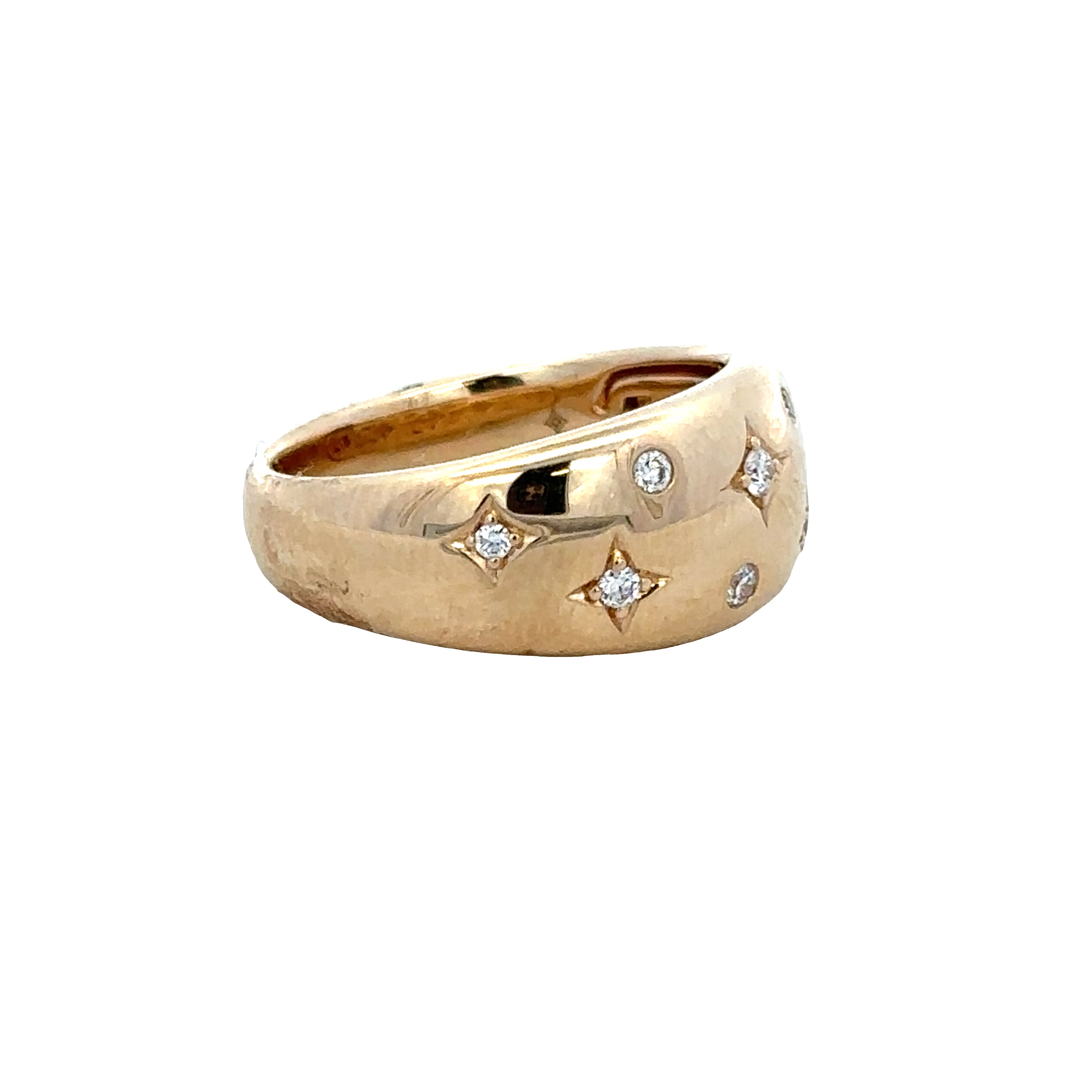 14k Yellow Gold Celestial Diamond Wide Band Ring – Size 6.5
