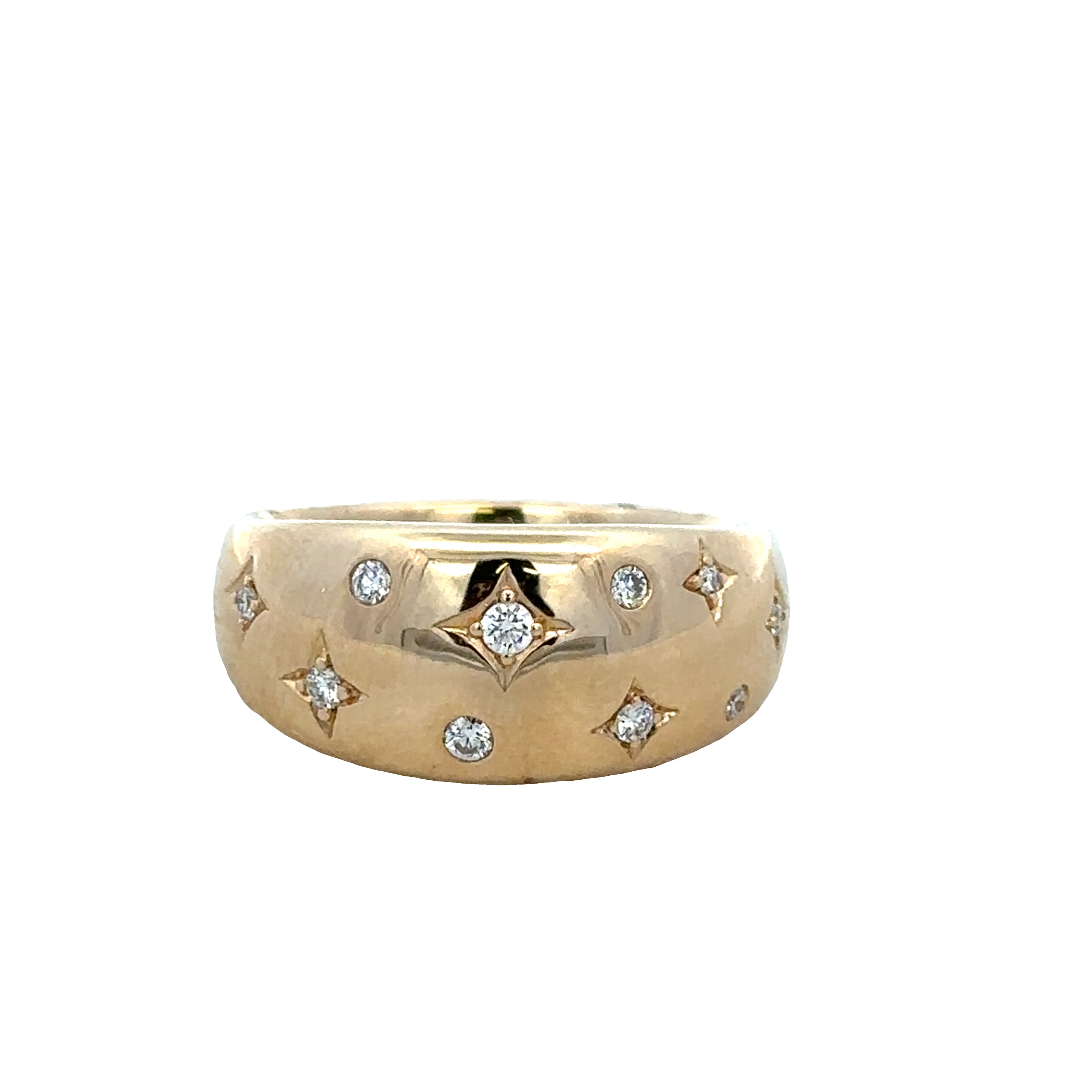 14k Yellow Gold Celestial Diamond Wide Band Ring – Size 6.5