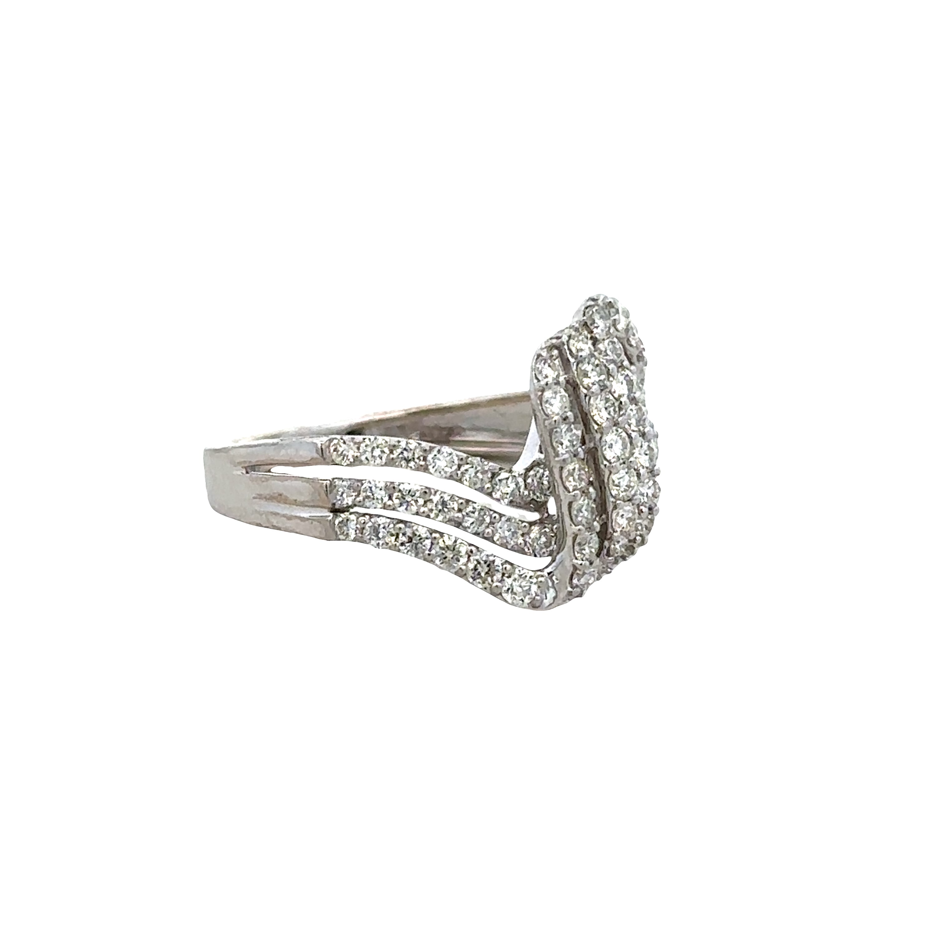 14k White Gold Diamond Ribbon Band – Size 7.25