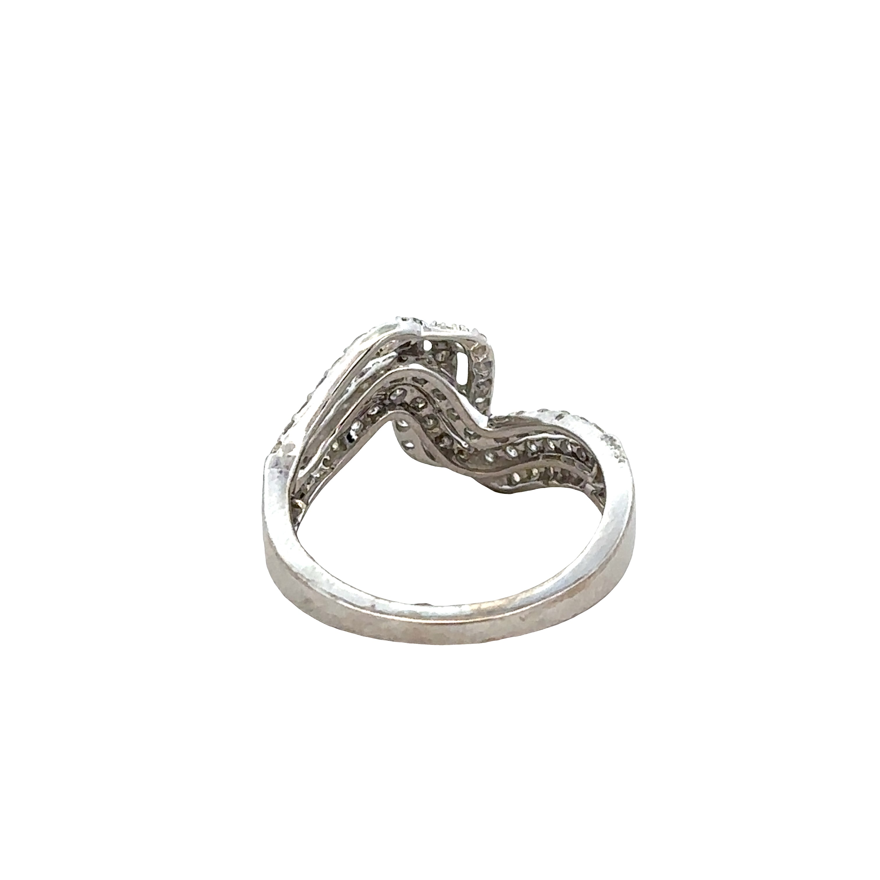 14k White Gold Diamond Ribbon Band – Size 7.25