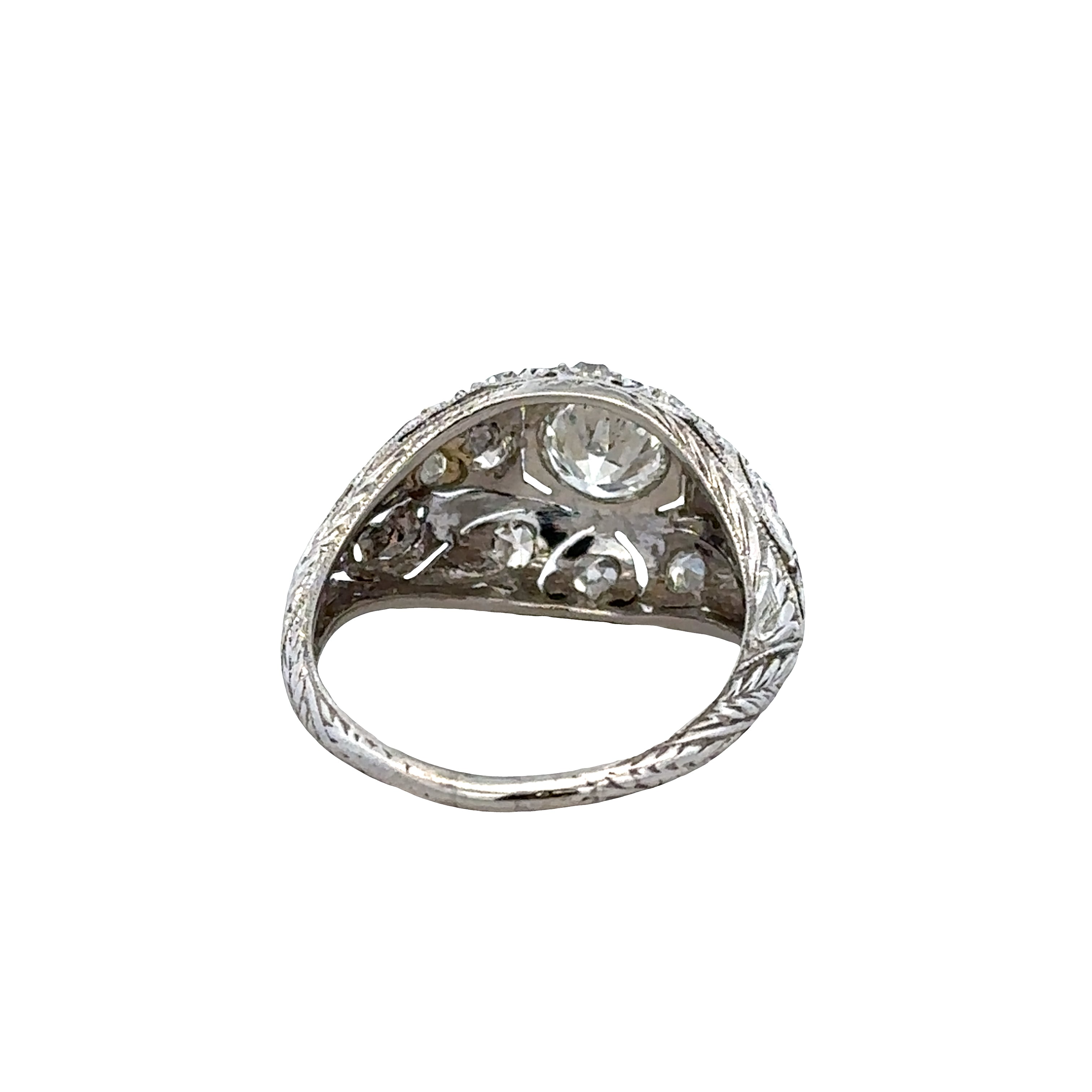Antique Art Deco Platinum Old European Cut Diamond Ring – Size 6.5