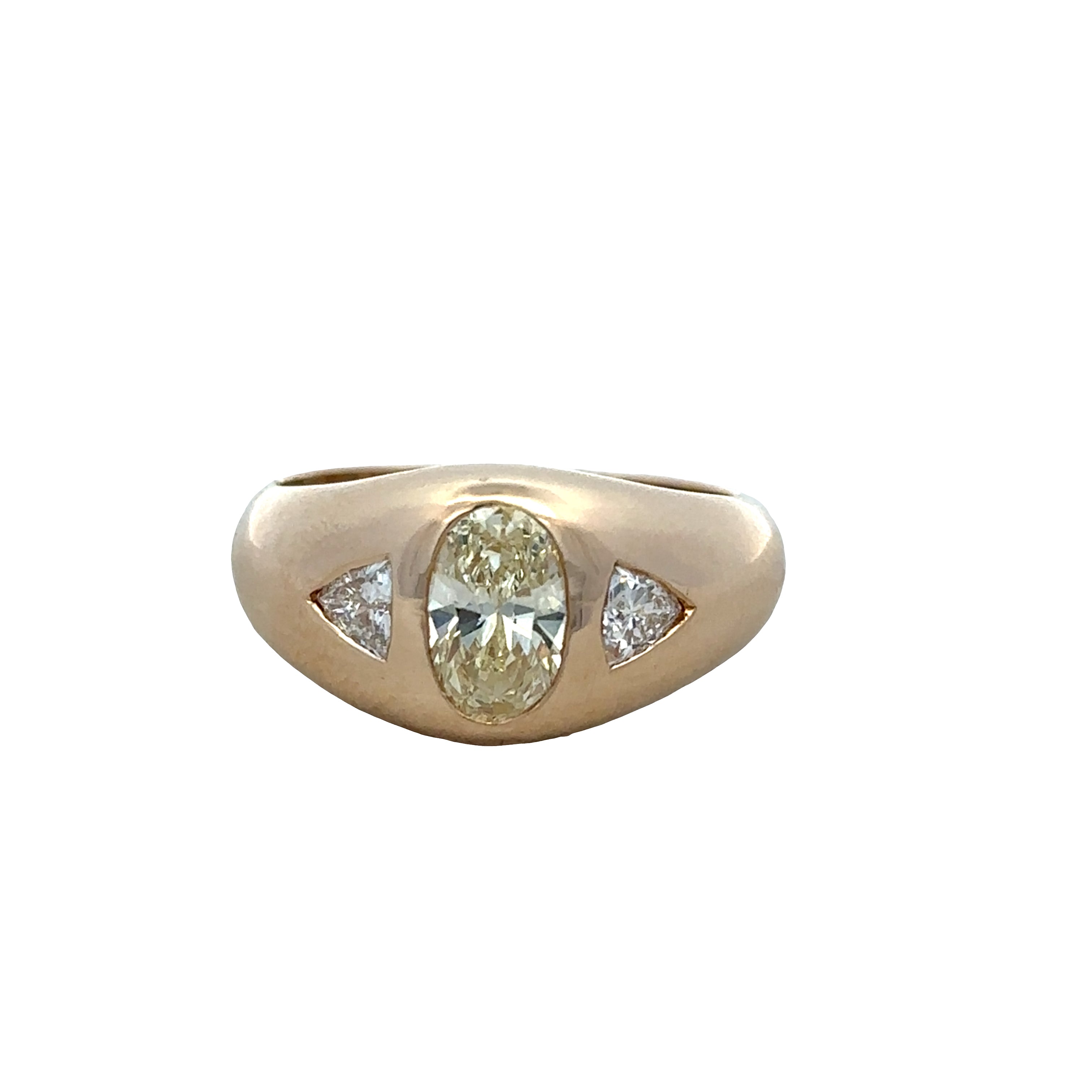 14k Yellow Gold Fancy Light Yellow Diamond Three-Stone Ring – Size 9.25
