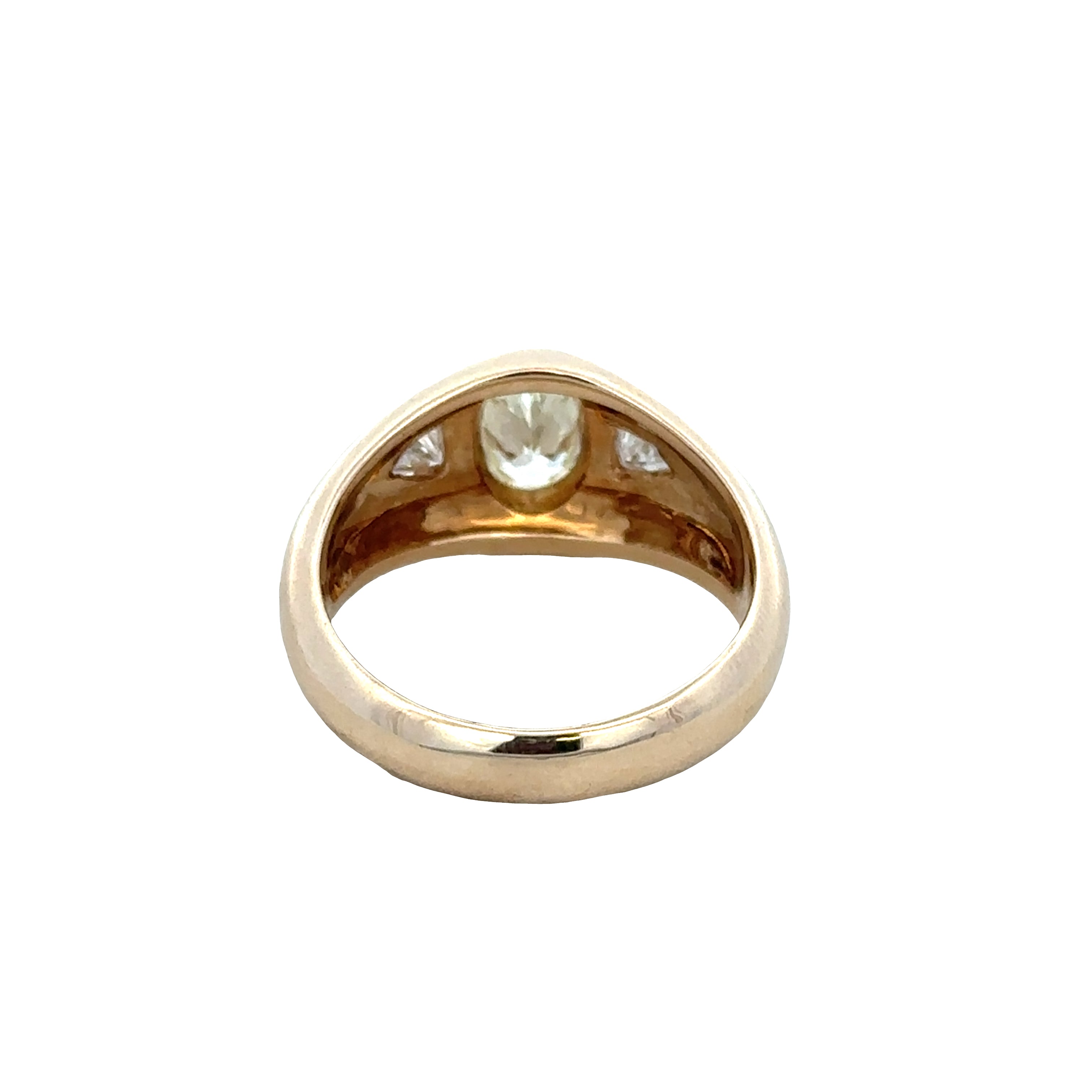 14k Yellow Gold Fancy Light Yellow Diamond Three-Stone Ring – Size 9.25