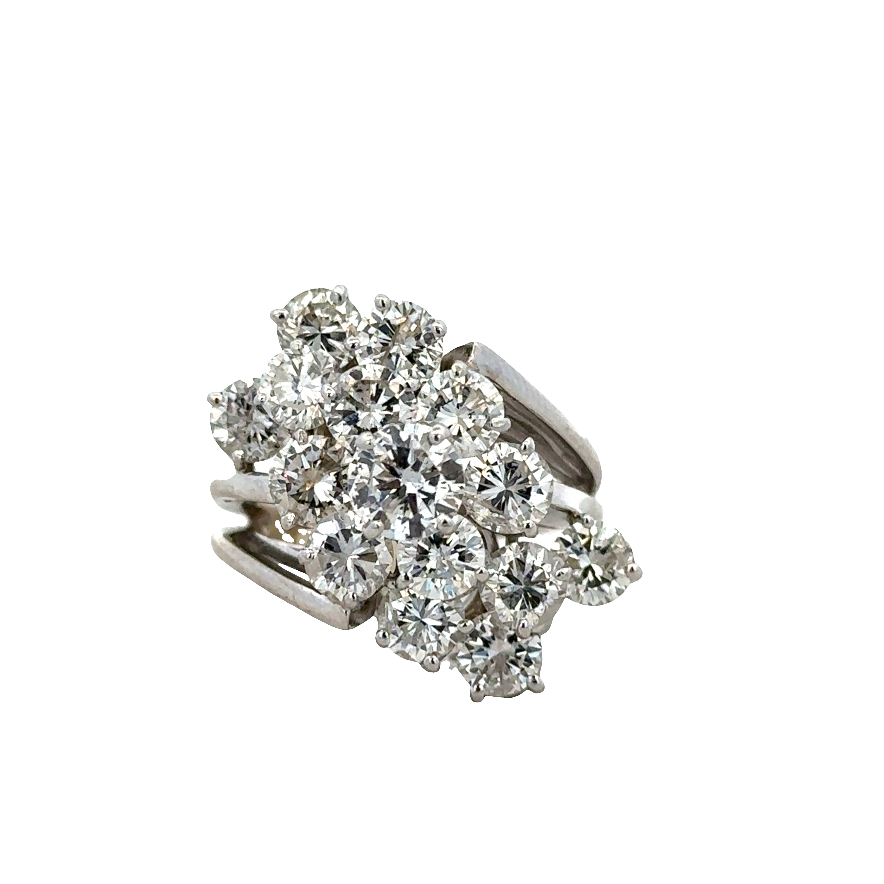 Statement 14k White Gold Diamond Waterfall Ring – Size 5