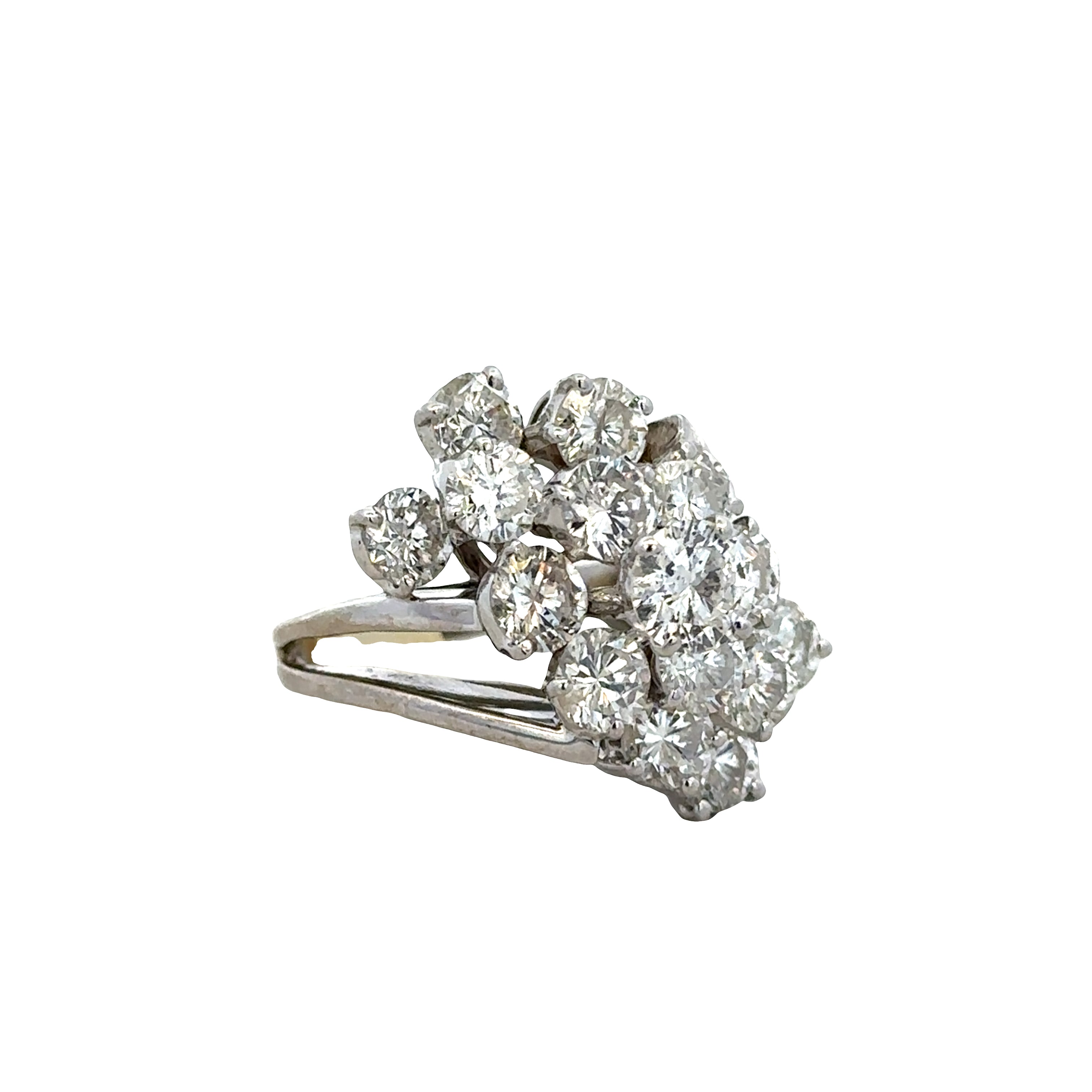 Statement 14k White Gold Diamond Waterfall Ring – Size 5