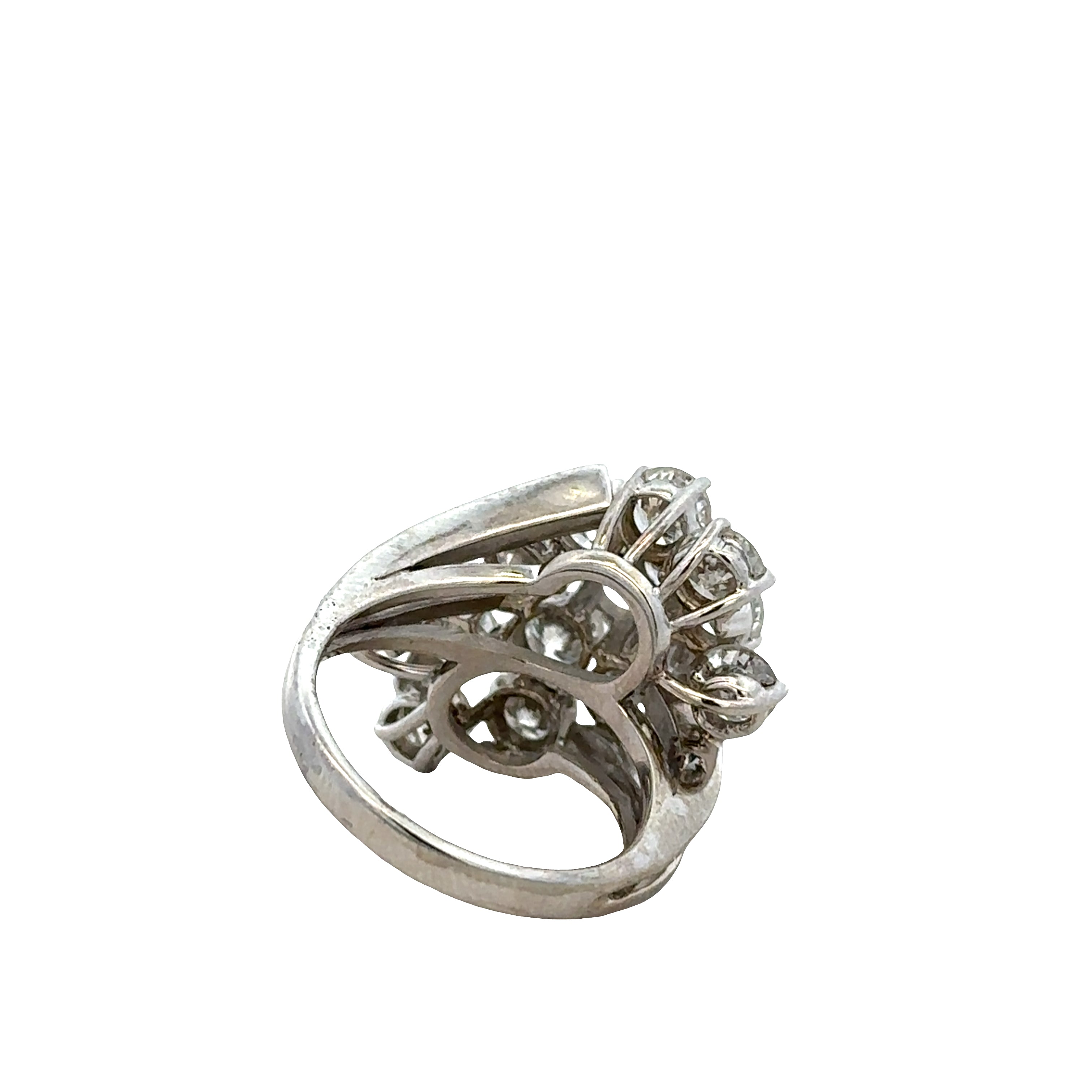 Statement 14k White Gold Diamond Waterfall Ring – Size 5