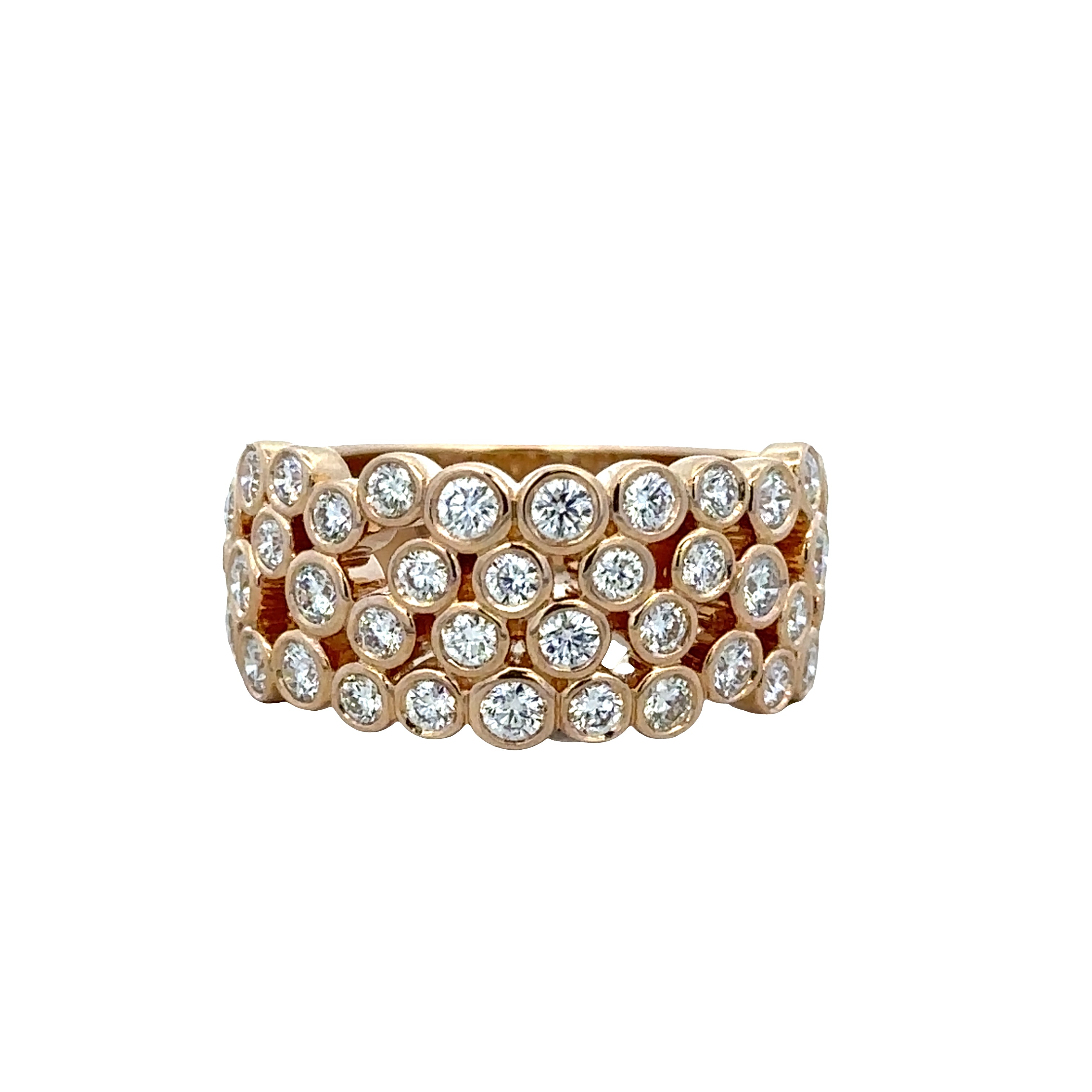 14k Yellow Gold Diamond Openwork Cluster Band – Size 7