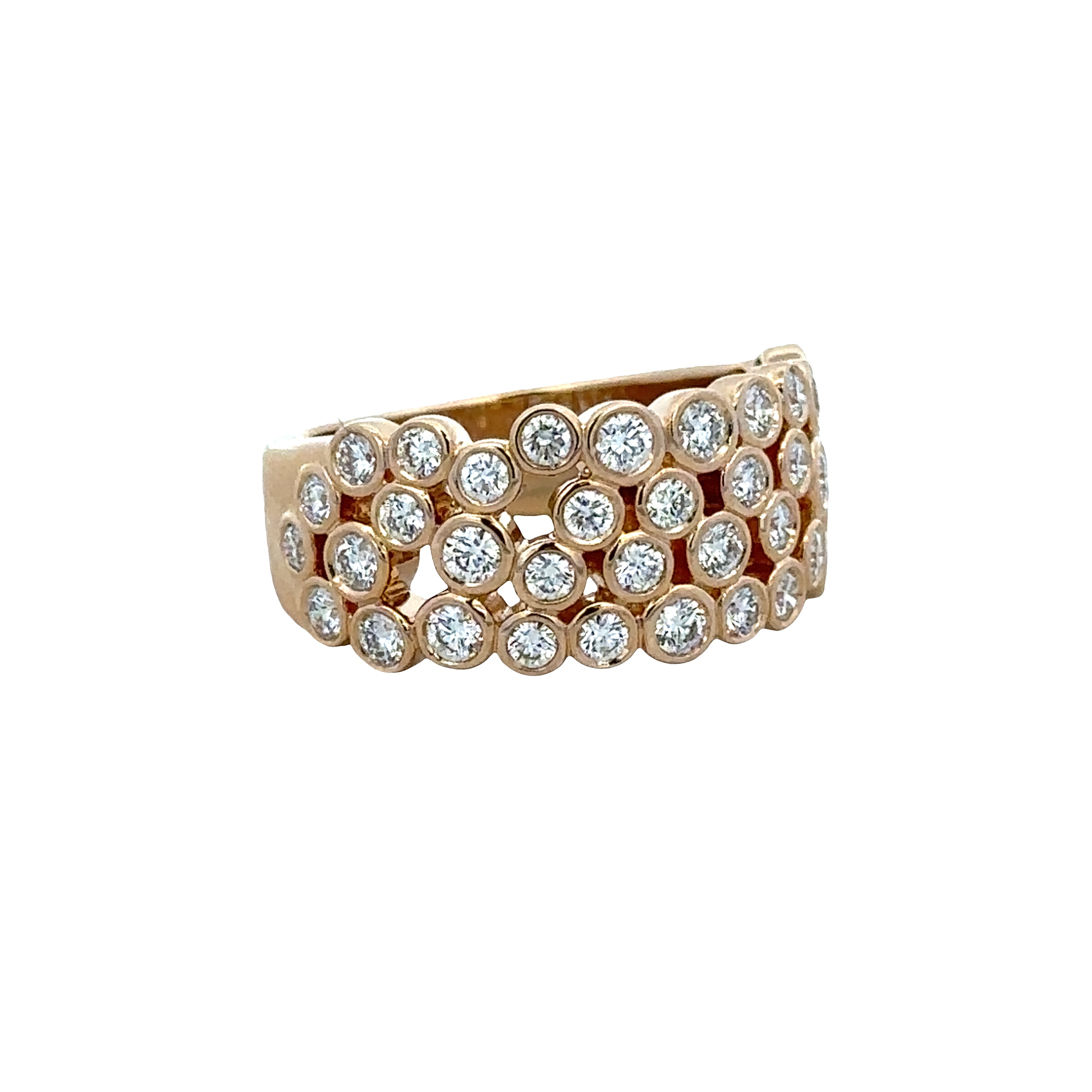 14k Yellow Gold Diamond Openwork Cluster Band – Size 7