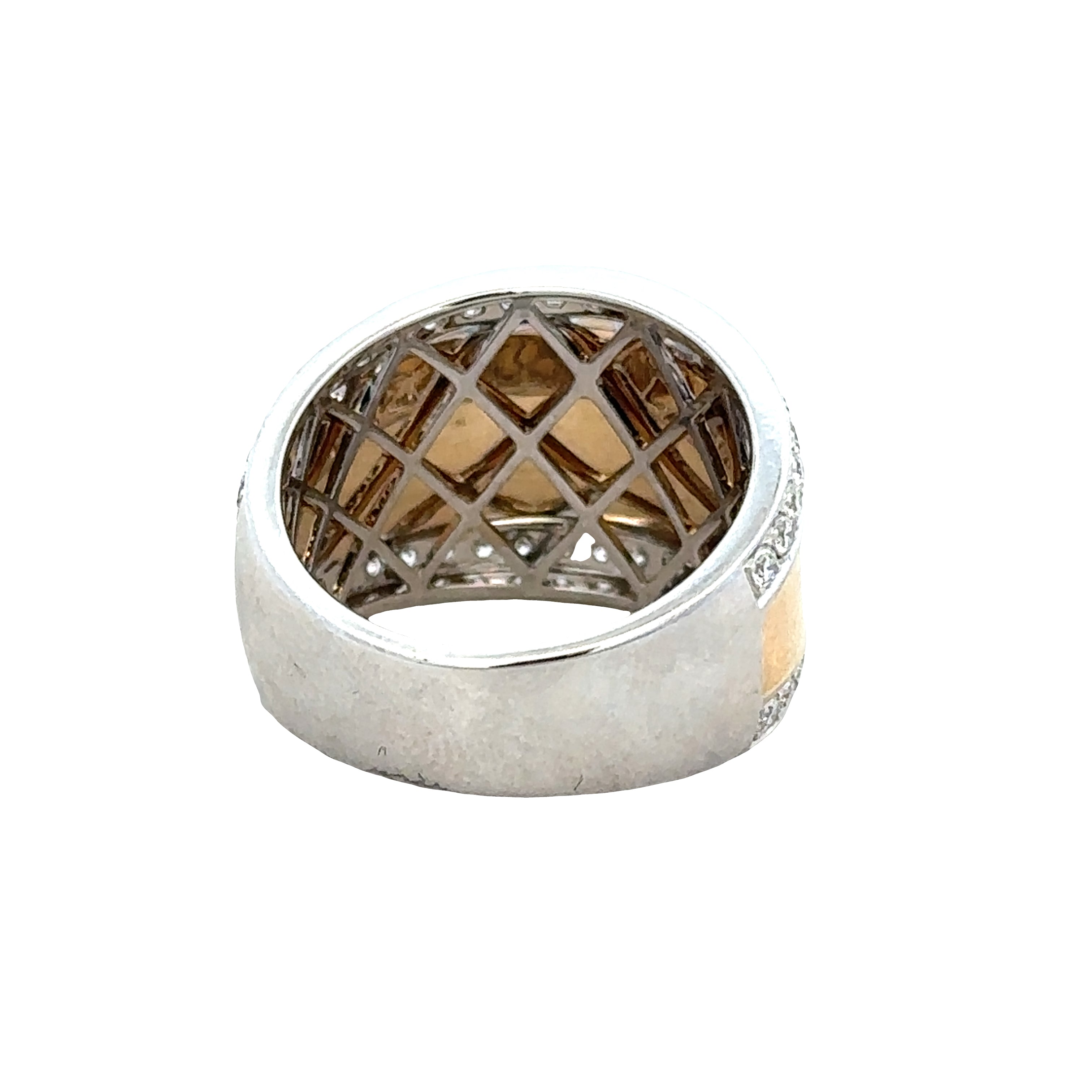 14k Two-Tone Gold Wide Diamond Band – Size 7