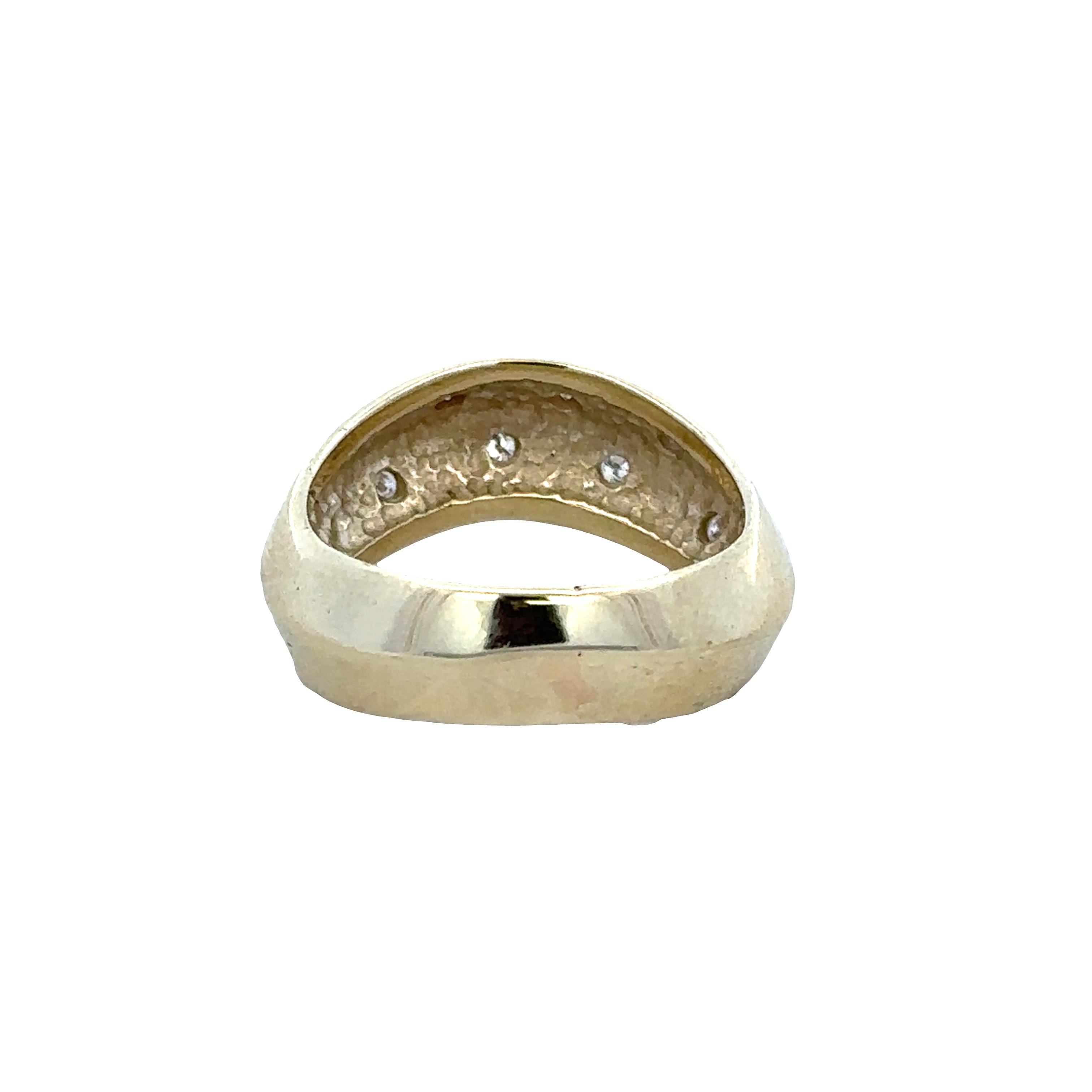 14k Yellow Gold Diamond Knife-Edge Wide Band Ring – Size 5.75