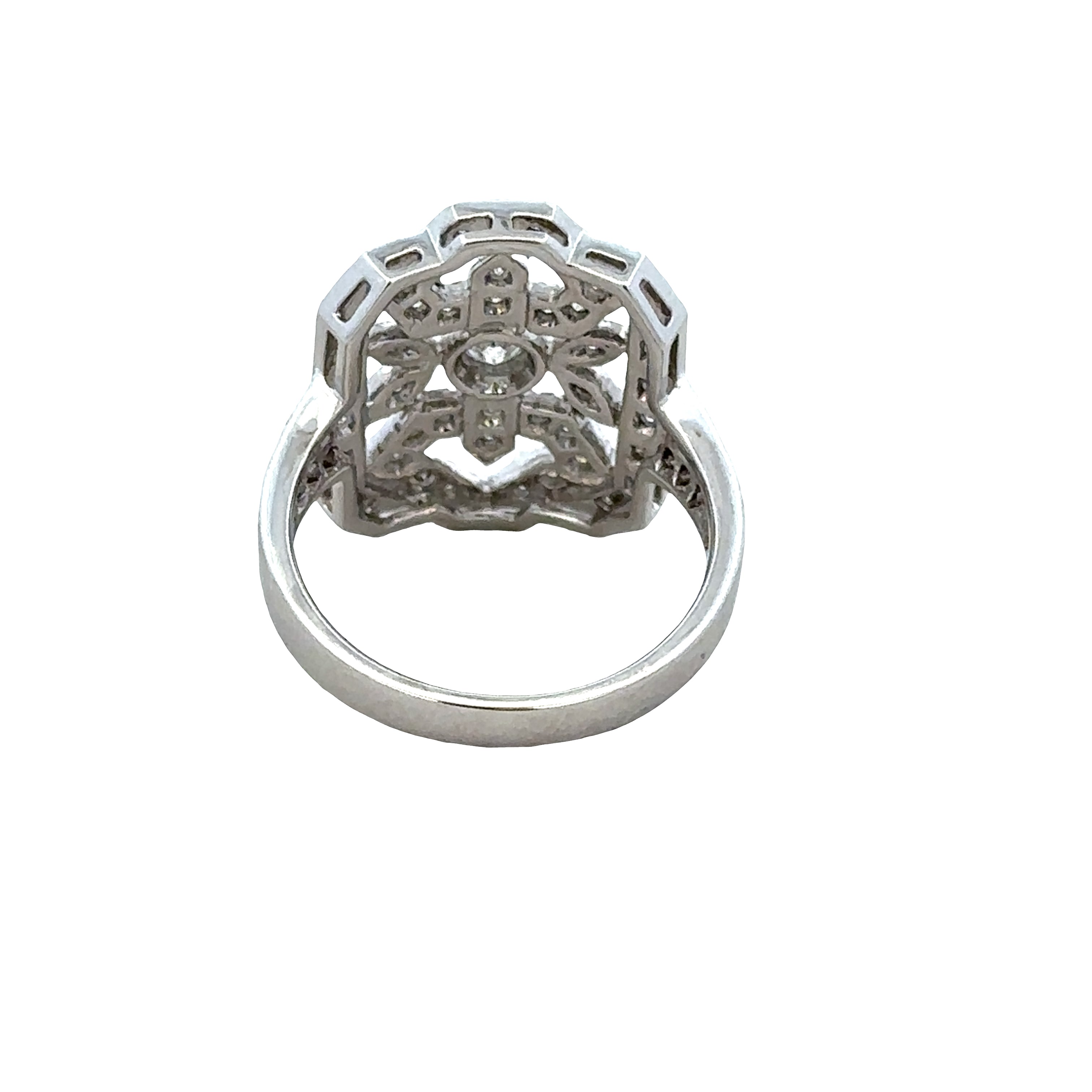 18k White Gold 1.02 CTW Diamond Openwork Shield Ring – Size 6.75