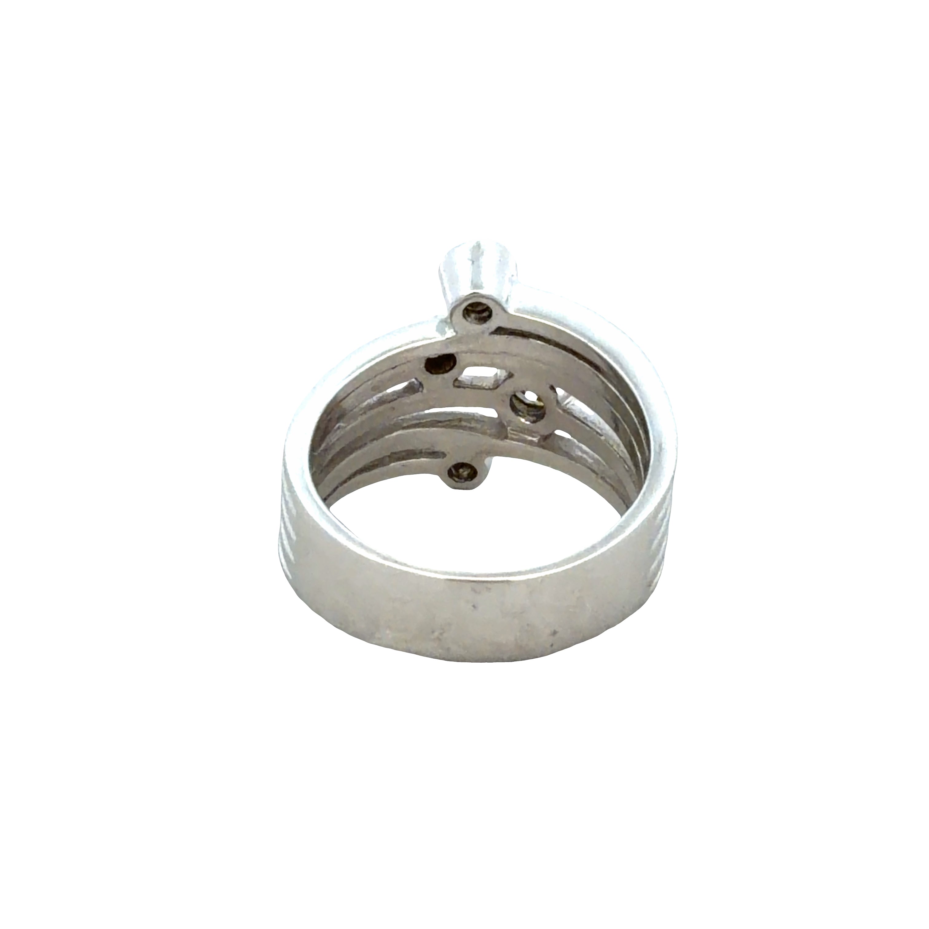 14k White Gold Multi-Row Bezel-Set Diamond Band – Size 9.5