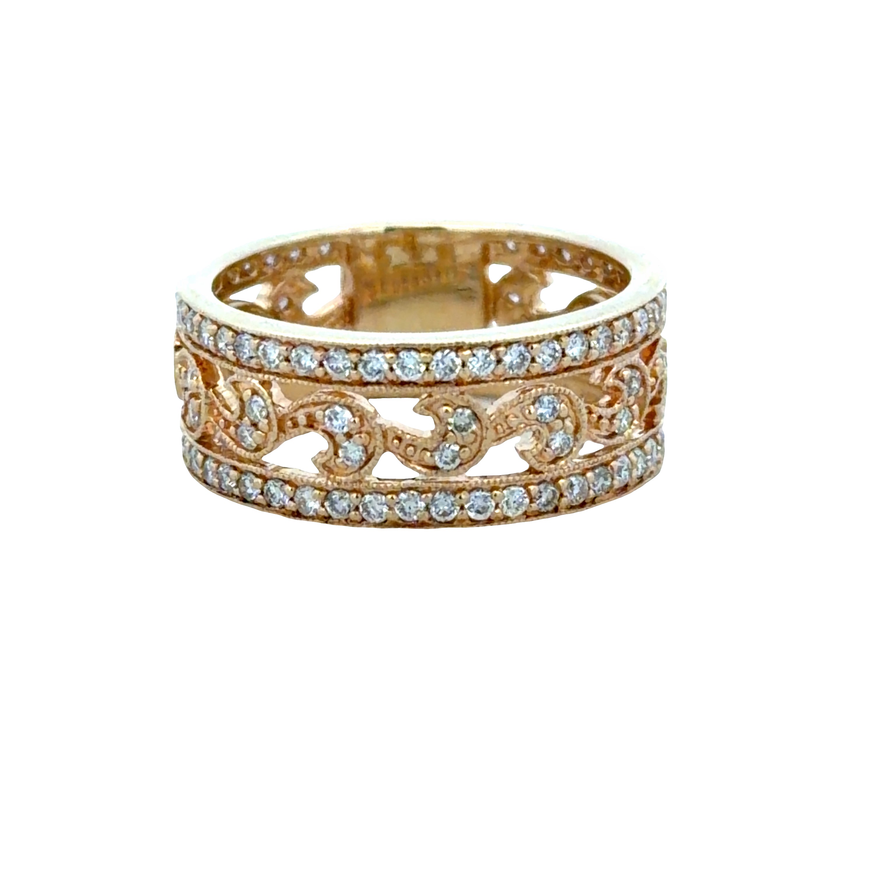 Estate Gabriel & Co. 14k Yellow Gold Diamond Openwork Foliate Band – Size 6