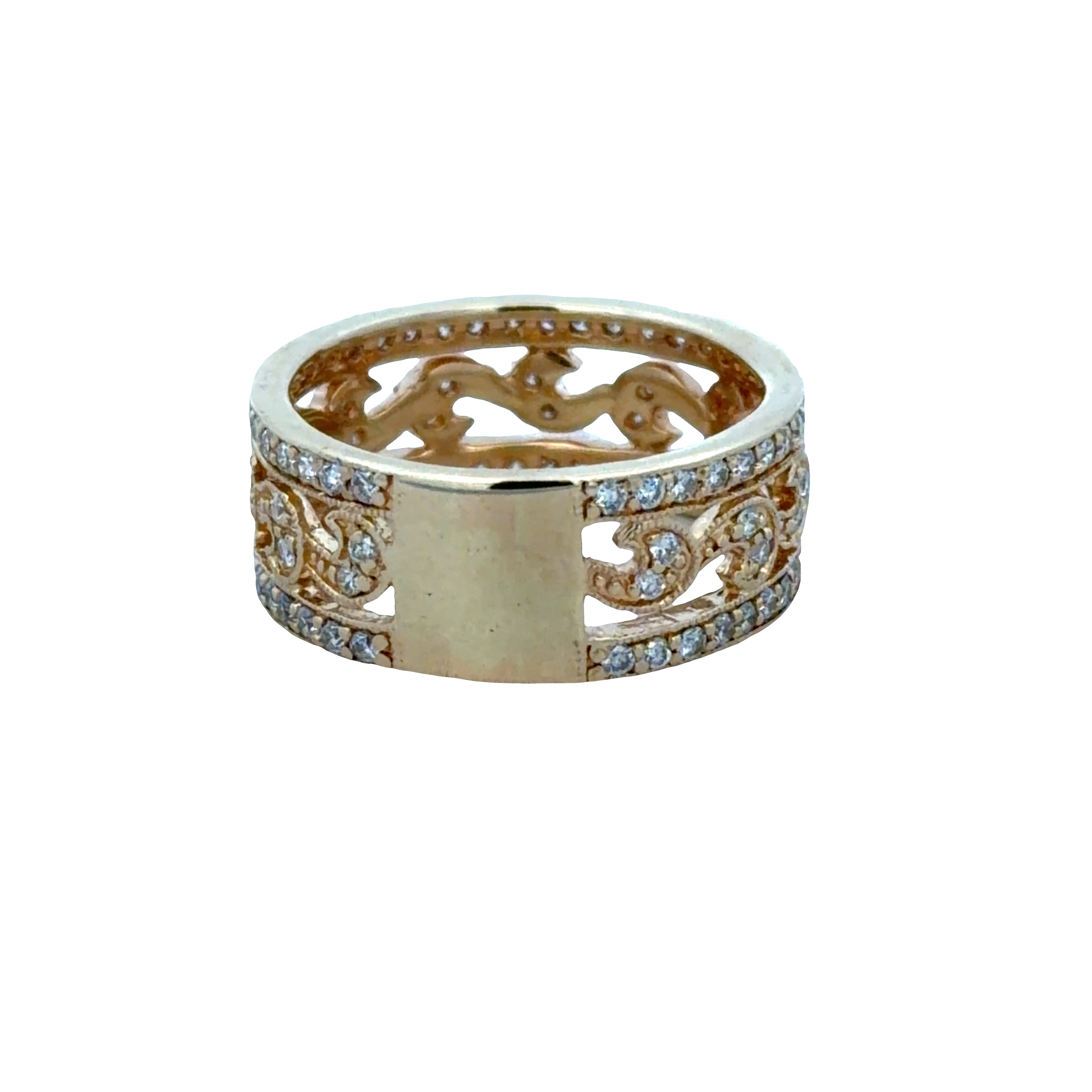 Estate Gabriel & Co. 14k Yellow Gold Diamond Openwork Foliate Band – Size 6