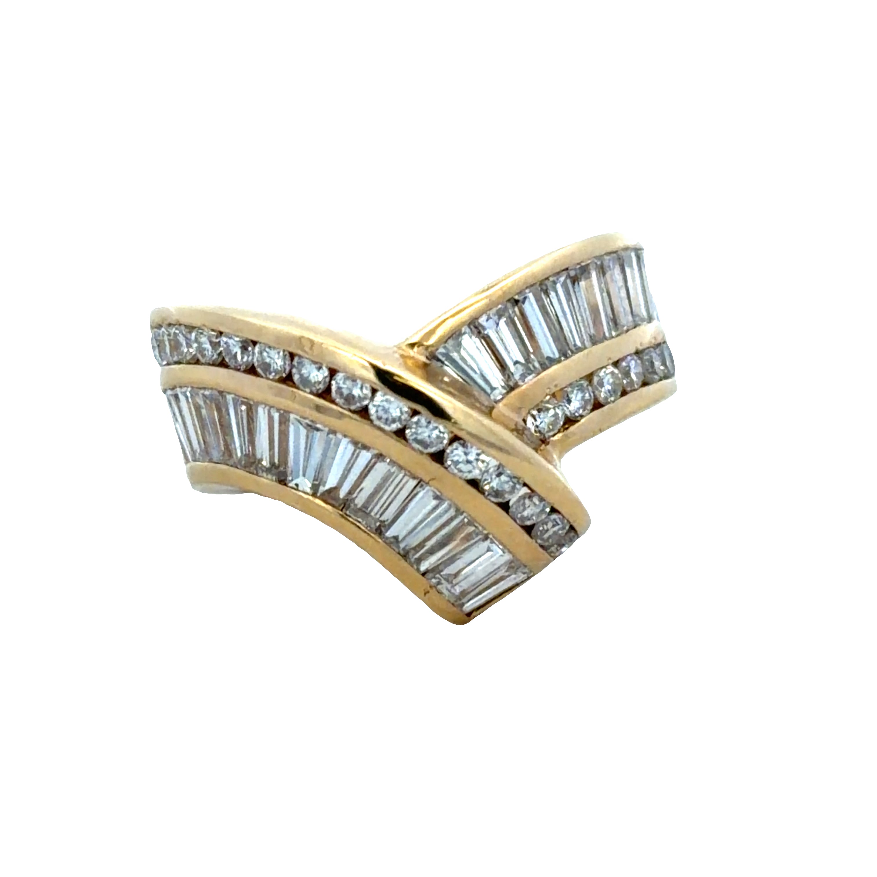 Vintage Charles Krypell 18k Yellow Gold 2.69 CT Diamond Swirl Ring – Size 6