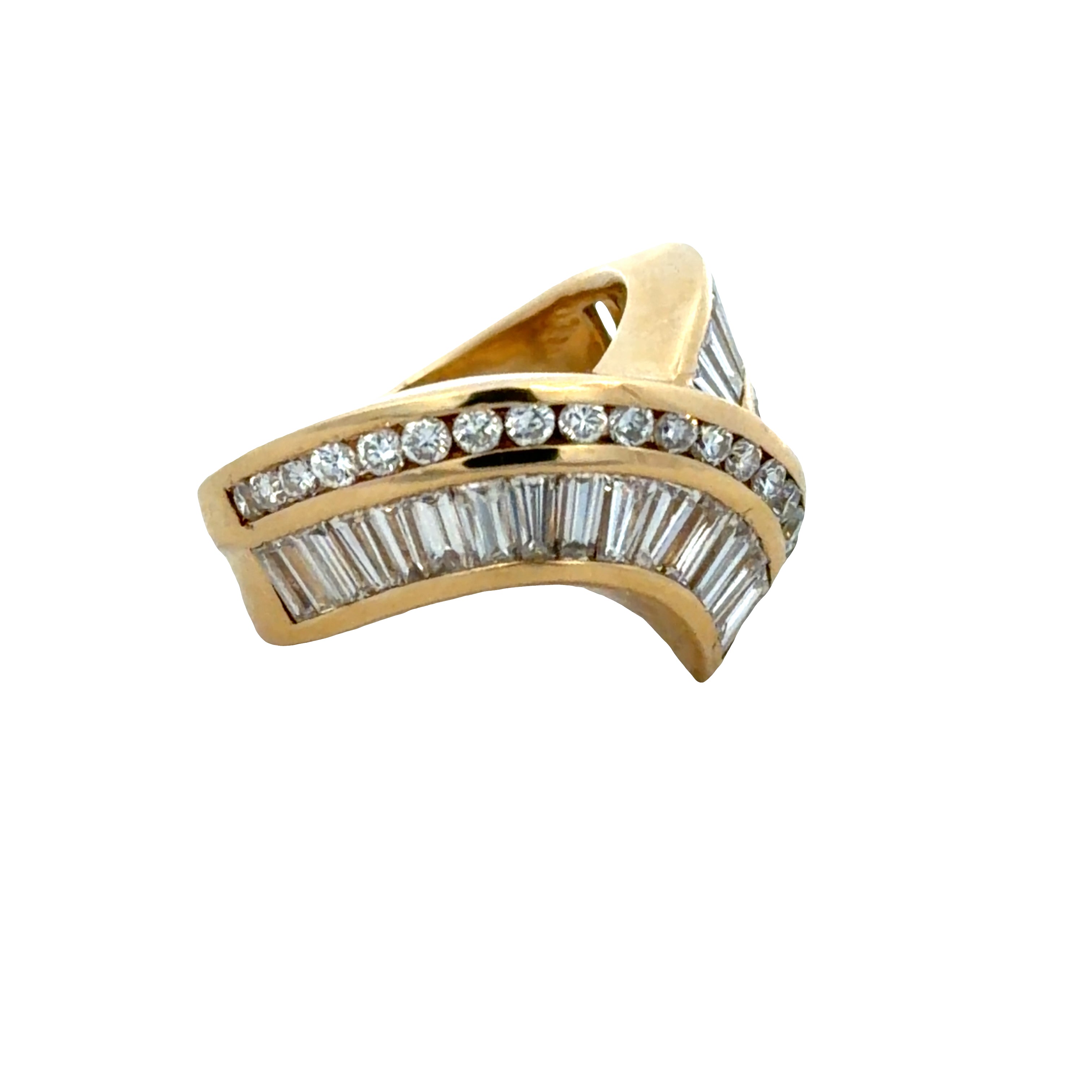 Vintage Charles Krypell 18k Yellow Gold 2.69 CT Diamond Swirl Ring – Size 6